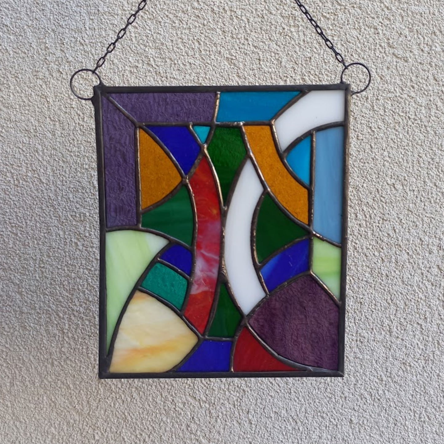 Modern Abstract Mosaic Stained Glass Panel