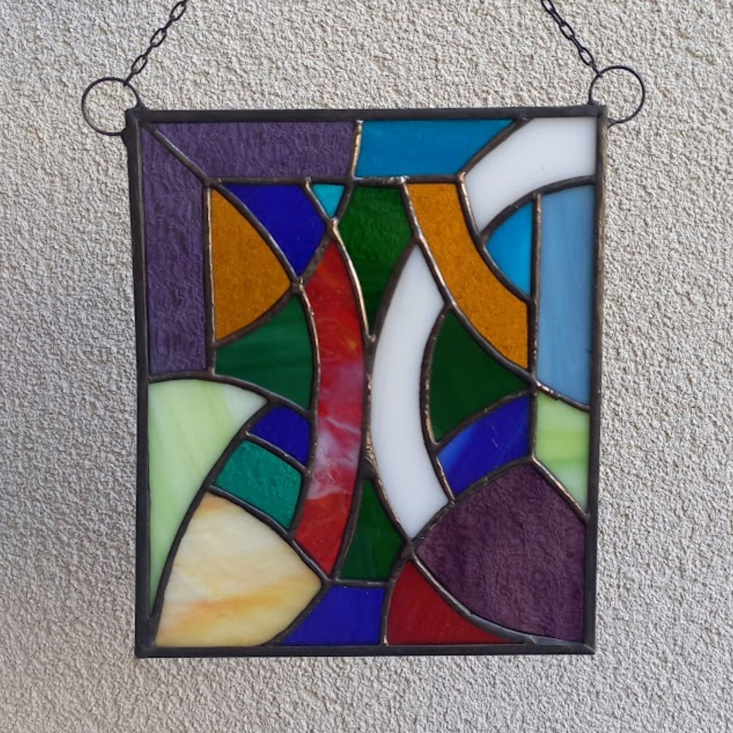 Modern Abstract Mosaic Stained Glass Panel