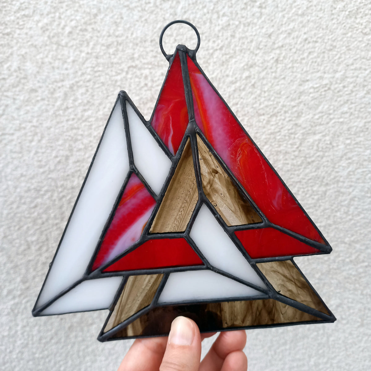 Modern Abstract Triangles Set Stained Glass Suncatcher ꞁ ZangerGlass