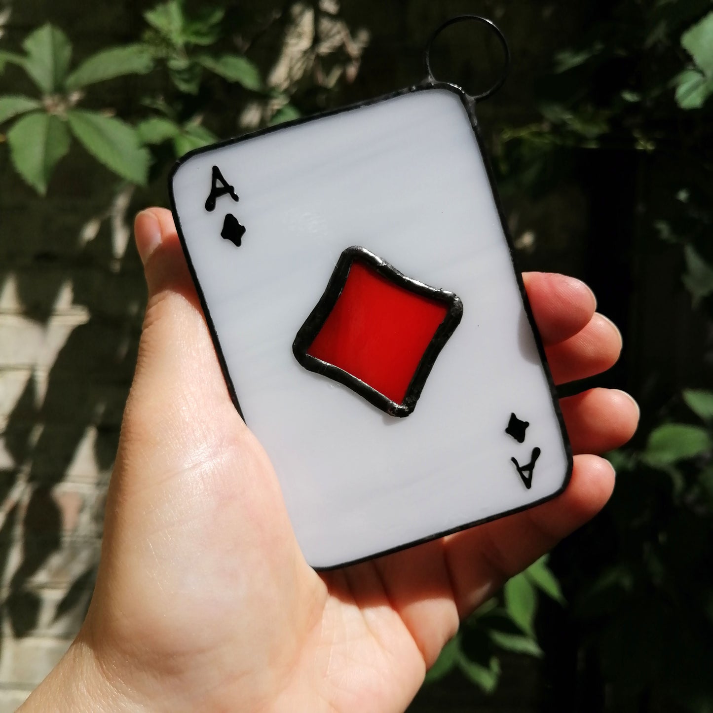 Ace of Diamonds Playing Card Stained Glass Suncatcher