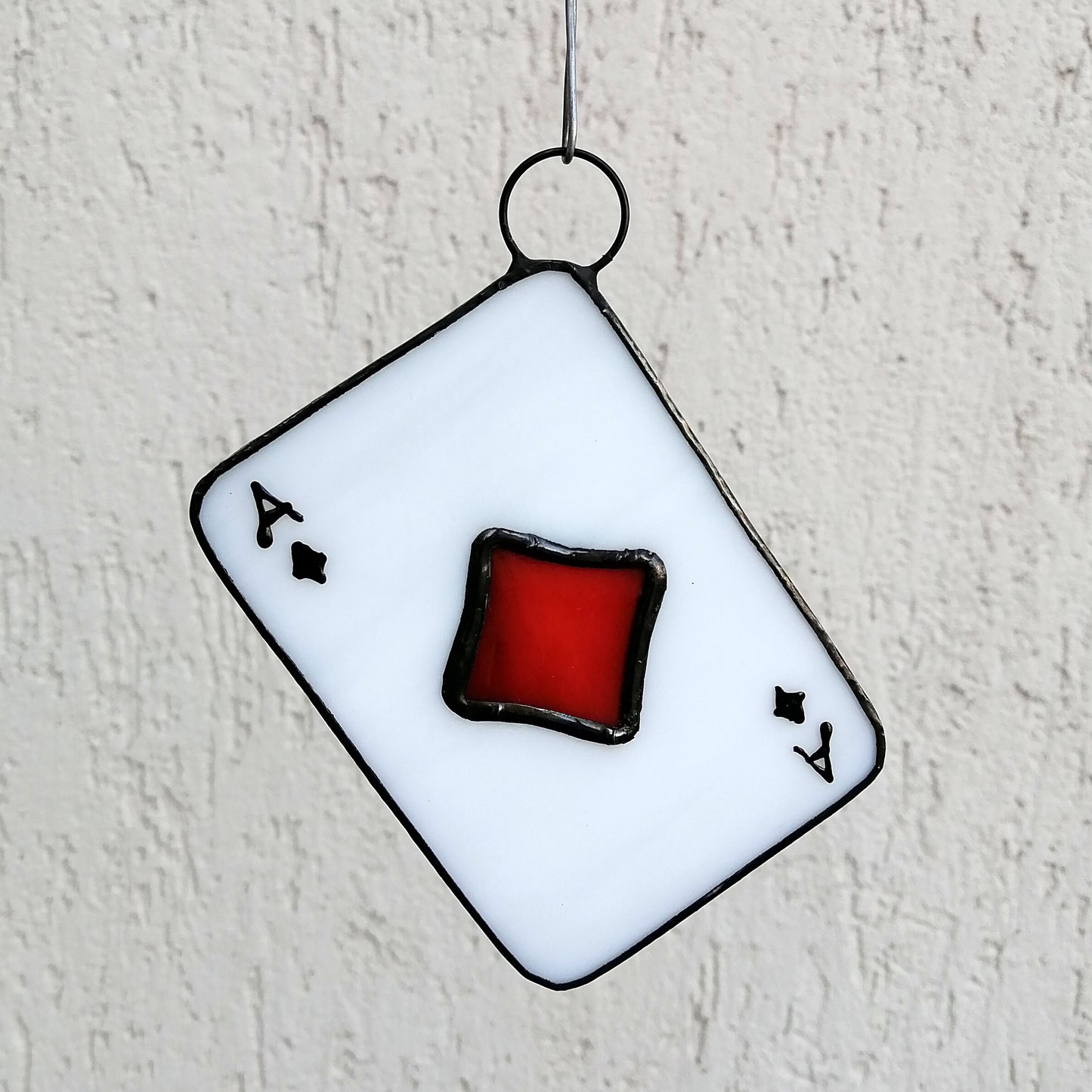 Ace of Diamonds Playing Card Stained Glass Suncatcher