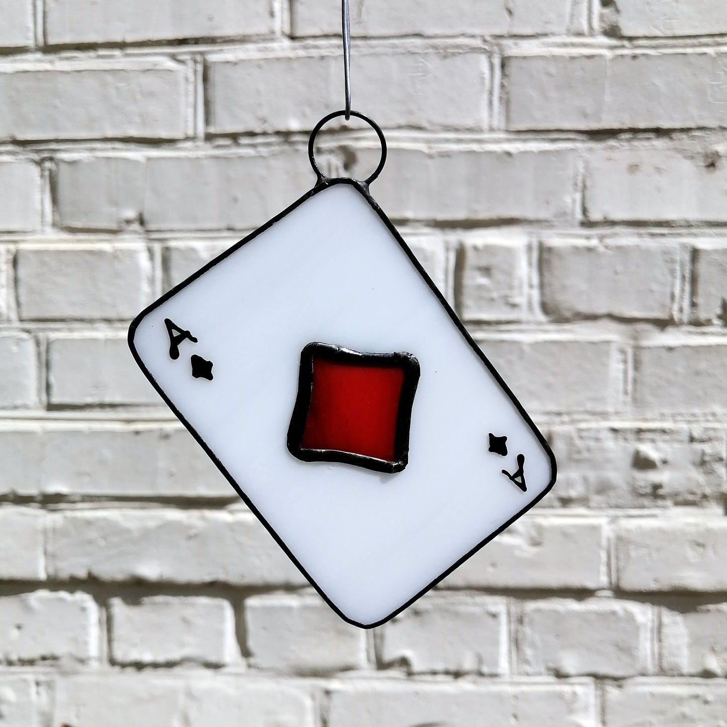 Ace of Diamonds Playing Card Stained Glass Suncatcher