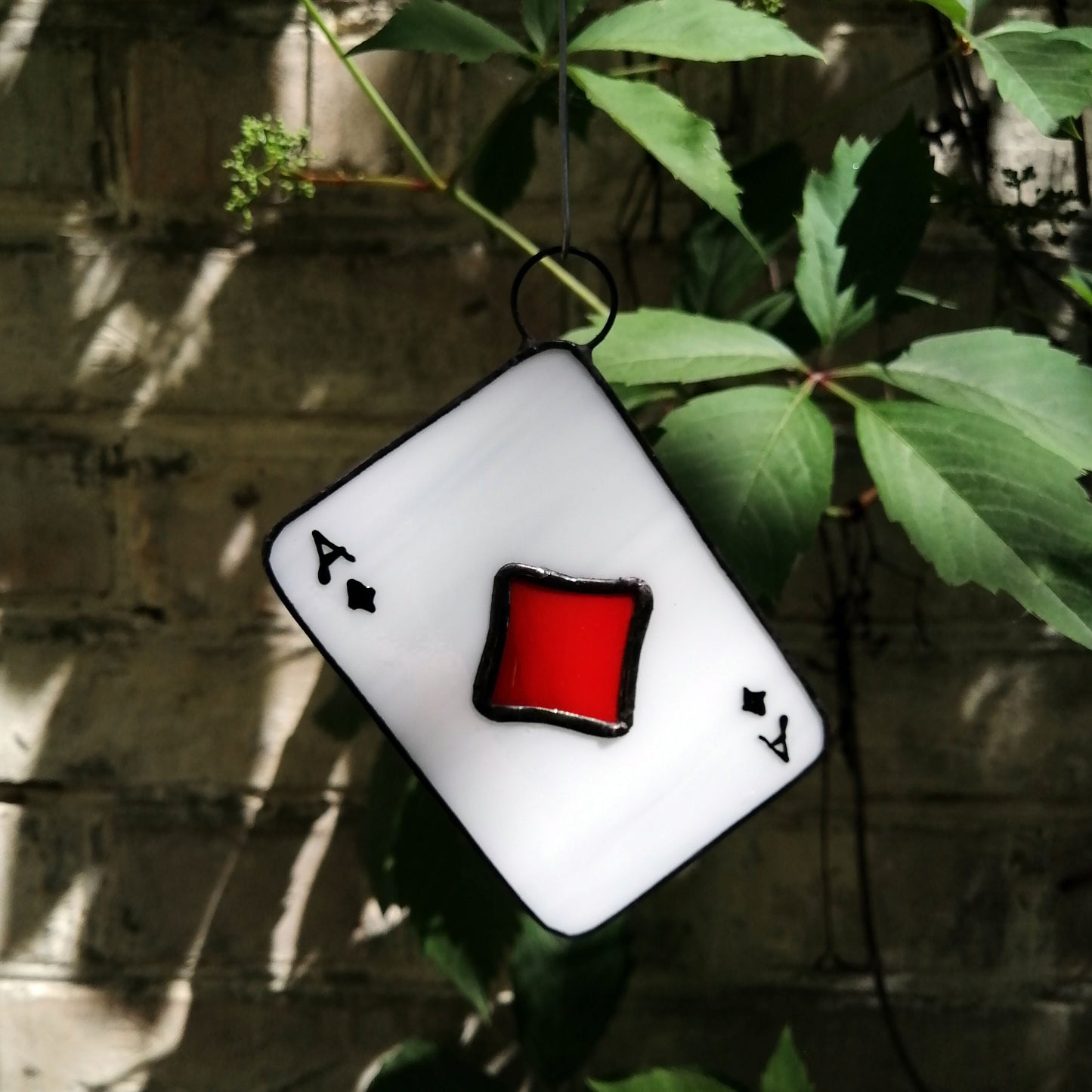 Ace of Diamonds Playing Card Stained Glass Suncatcher