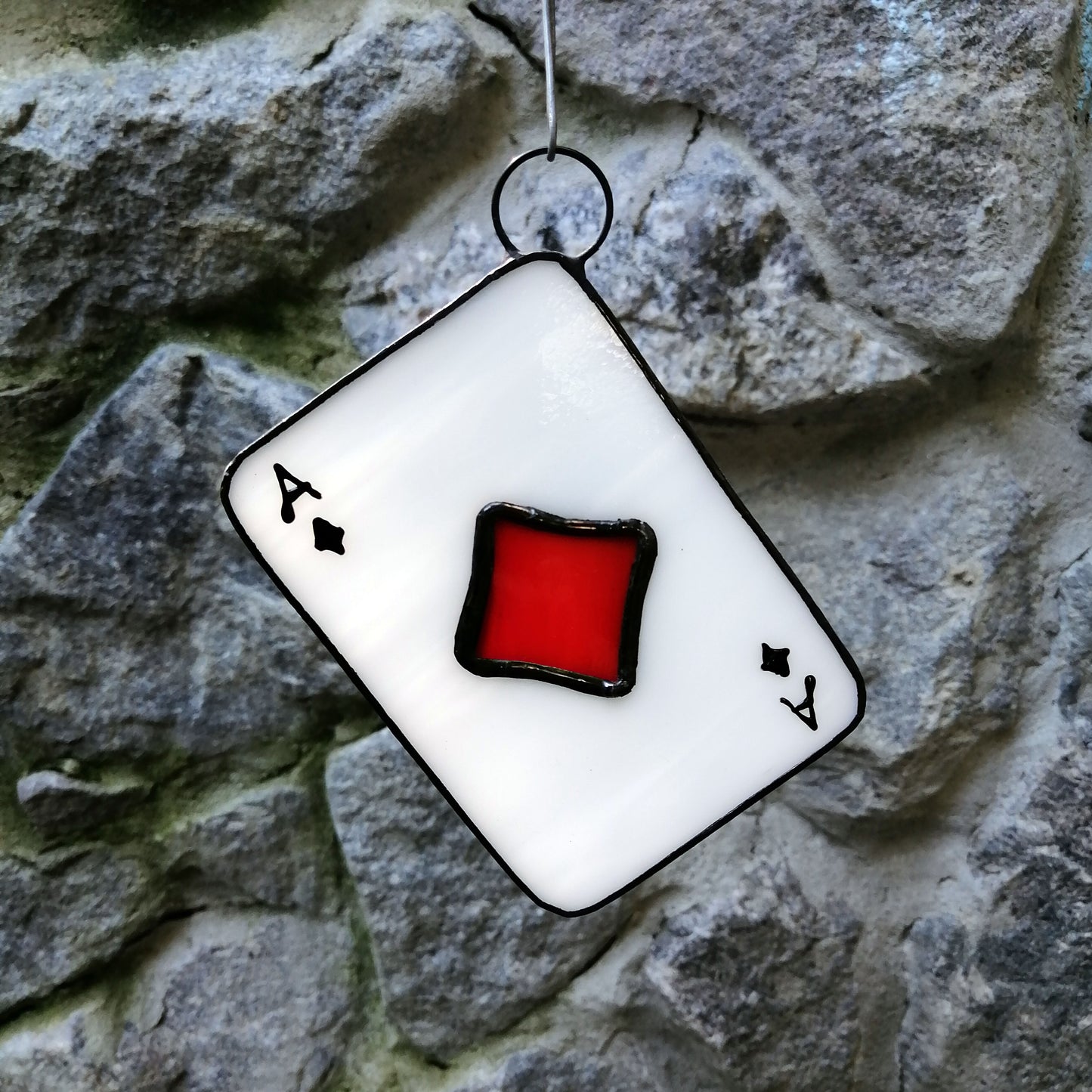 Ace of Diamonds Playing Card Stained Glass Suncatcher