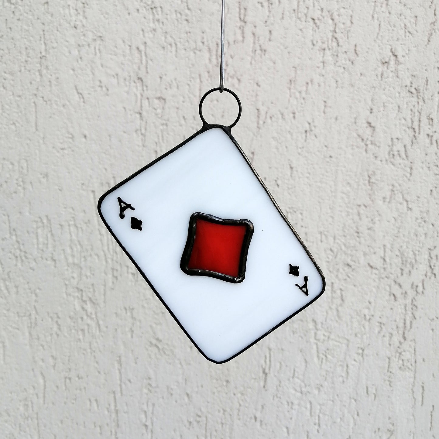 Ace of Diamonds Playing Card Stained Glass Suncatcher