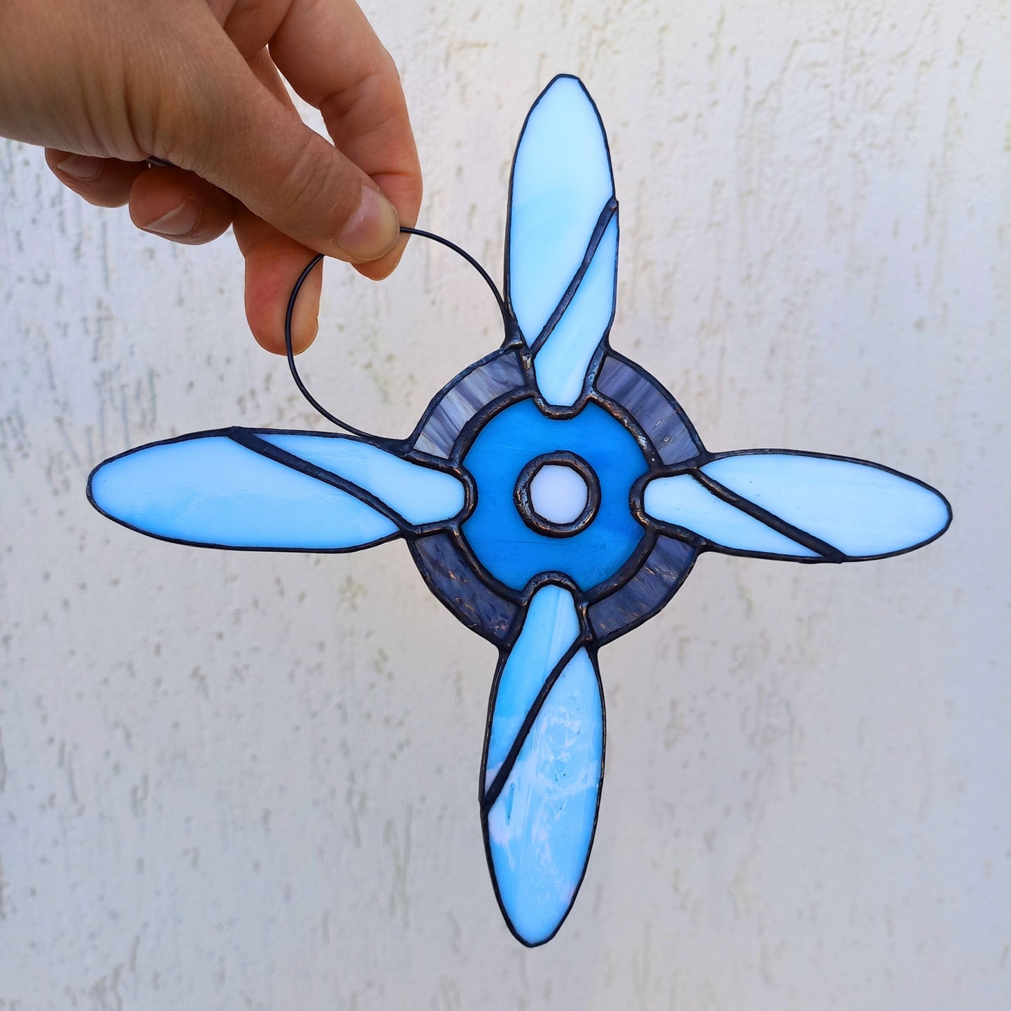 Airplane Propeller Stained Glass Suncatcher