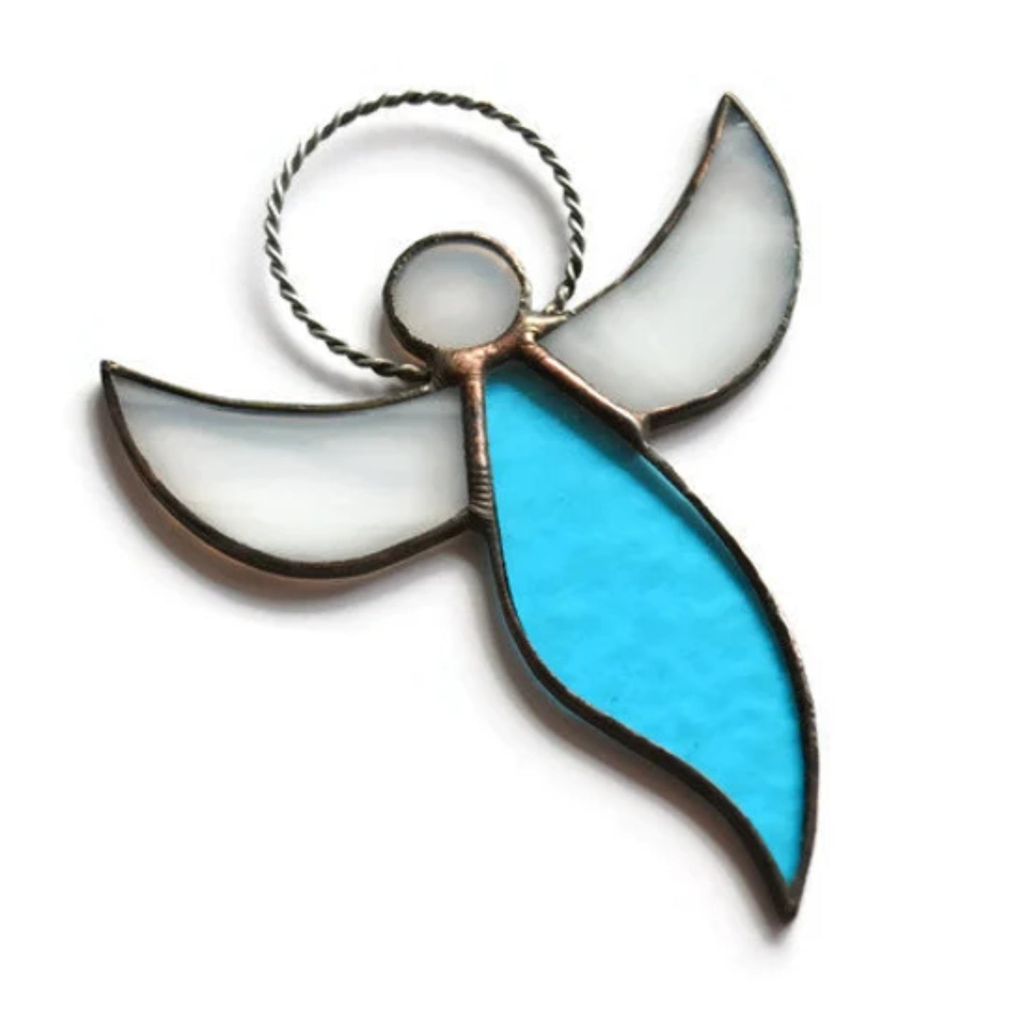 Small Blue Guardian Angel Stained Glass Suncatcher