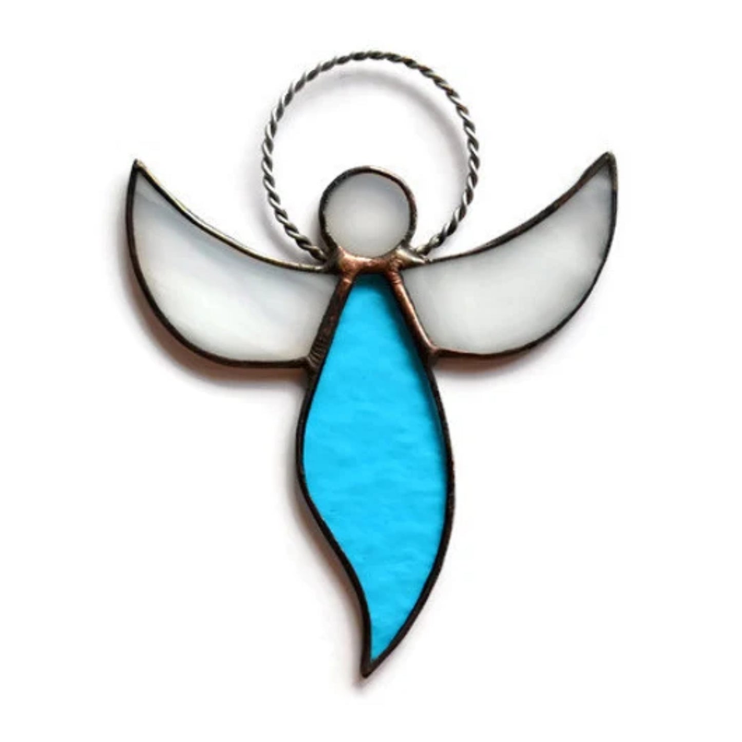 Small Blue Guardian Angel Stained Glass Suncatcher