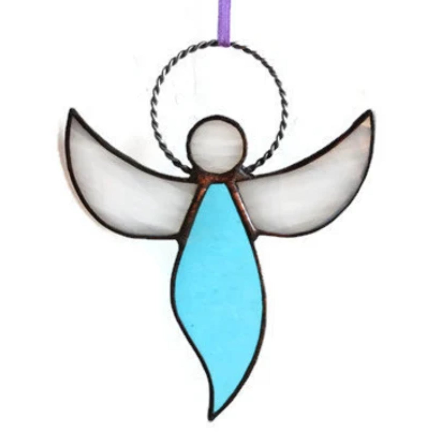 Small Blue Guardian Angel Stained Glass Suncatcher