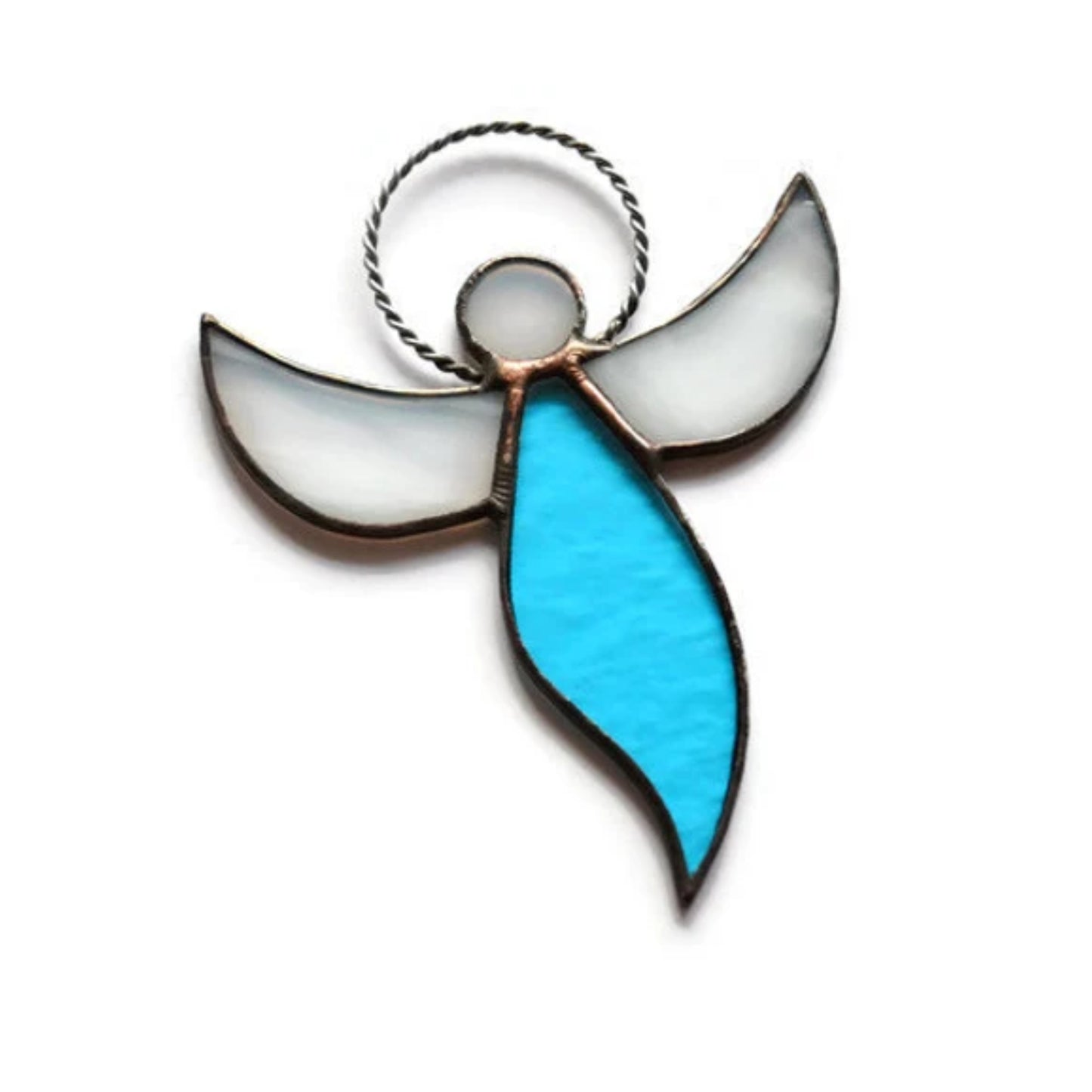 Small Blue Guardian Angel Stained Glass Suncatcher