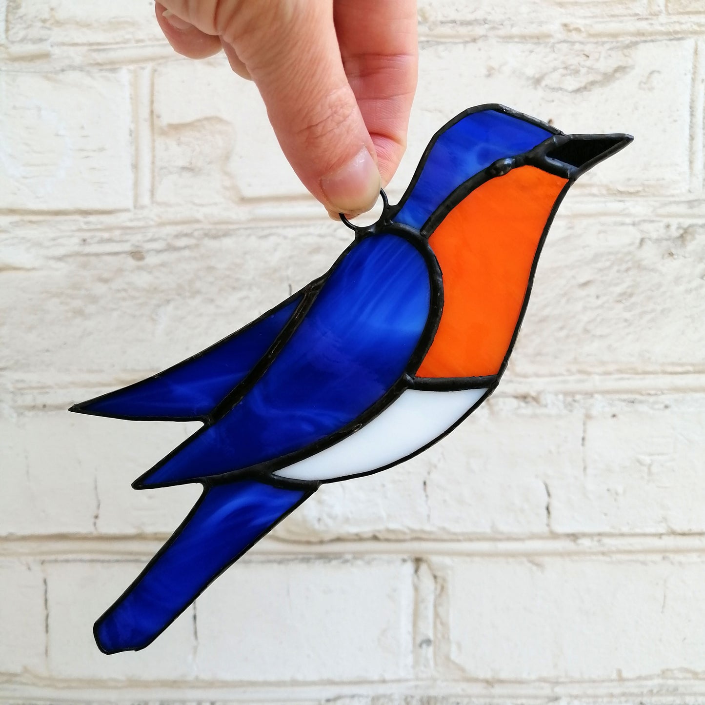 Eastern Bluebird Stained Glass Bird Suncatcher