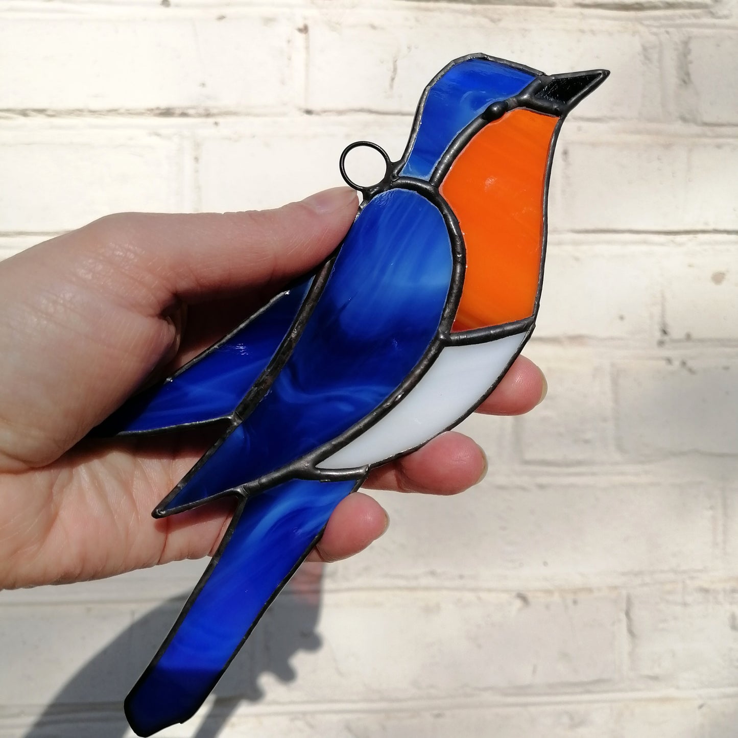 Eastern Bluebird Stained Glass Bird Suncatcher