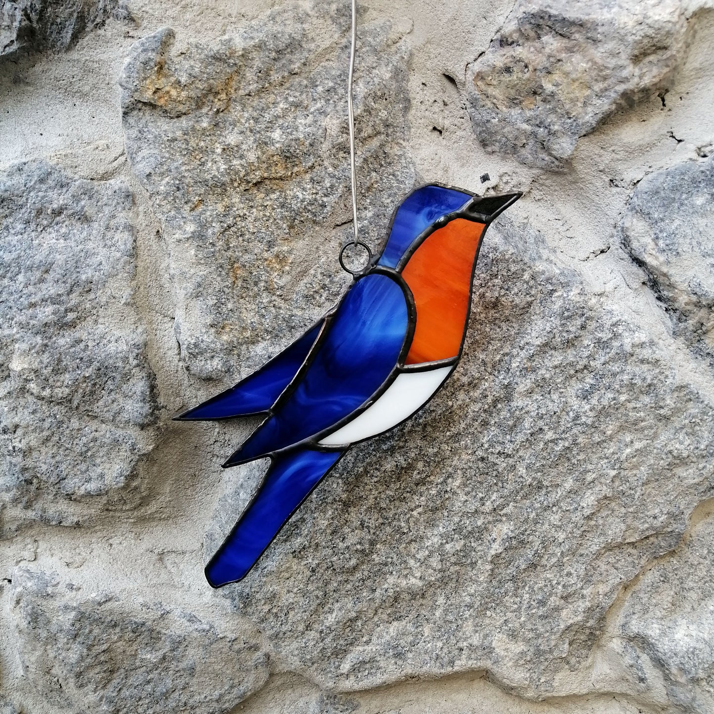 Eastern Bluebird Stained Glass Bird Suncatcher