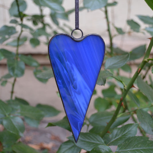 Boho Blue Heart Stained Glass Suncatcher