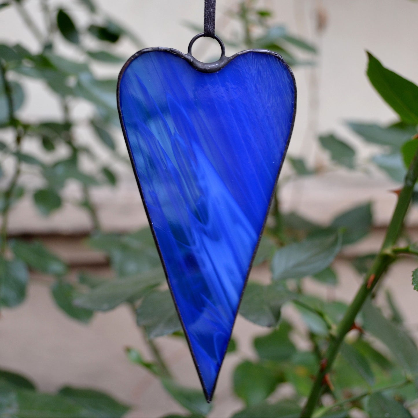 Boho Blue Heart Stained Glass Suncatcher