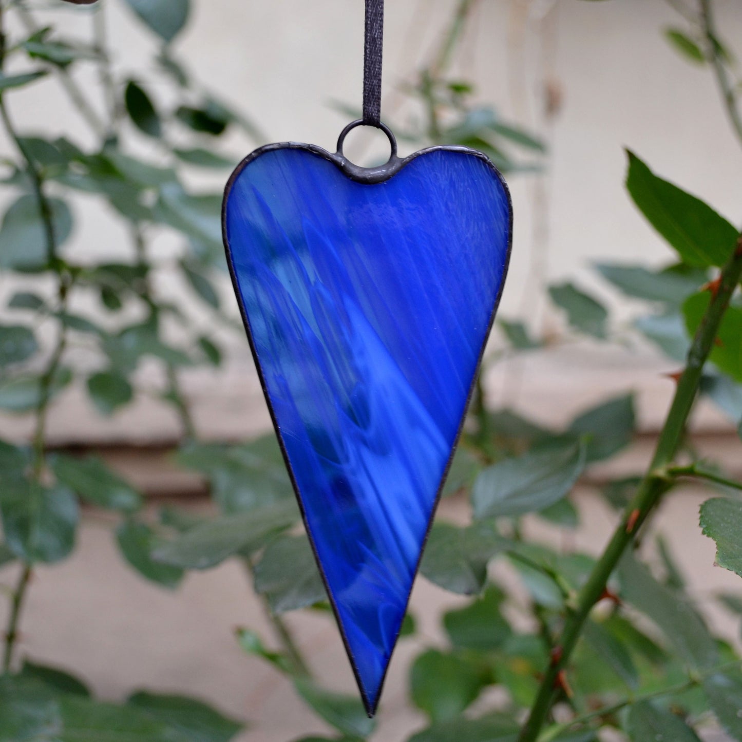 Boho Blue Heart Stained Glass Suncatcher