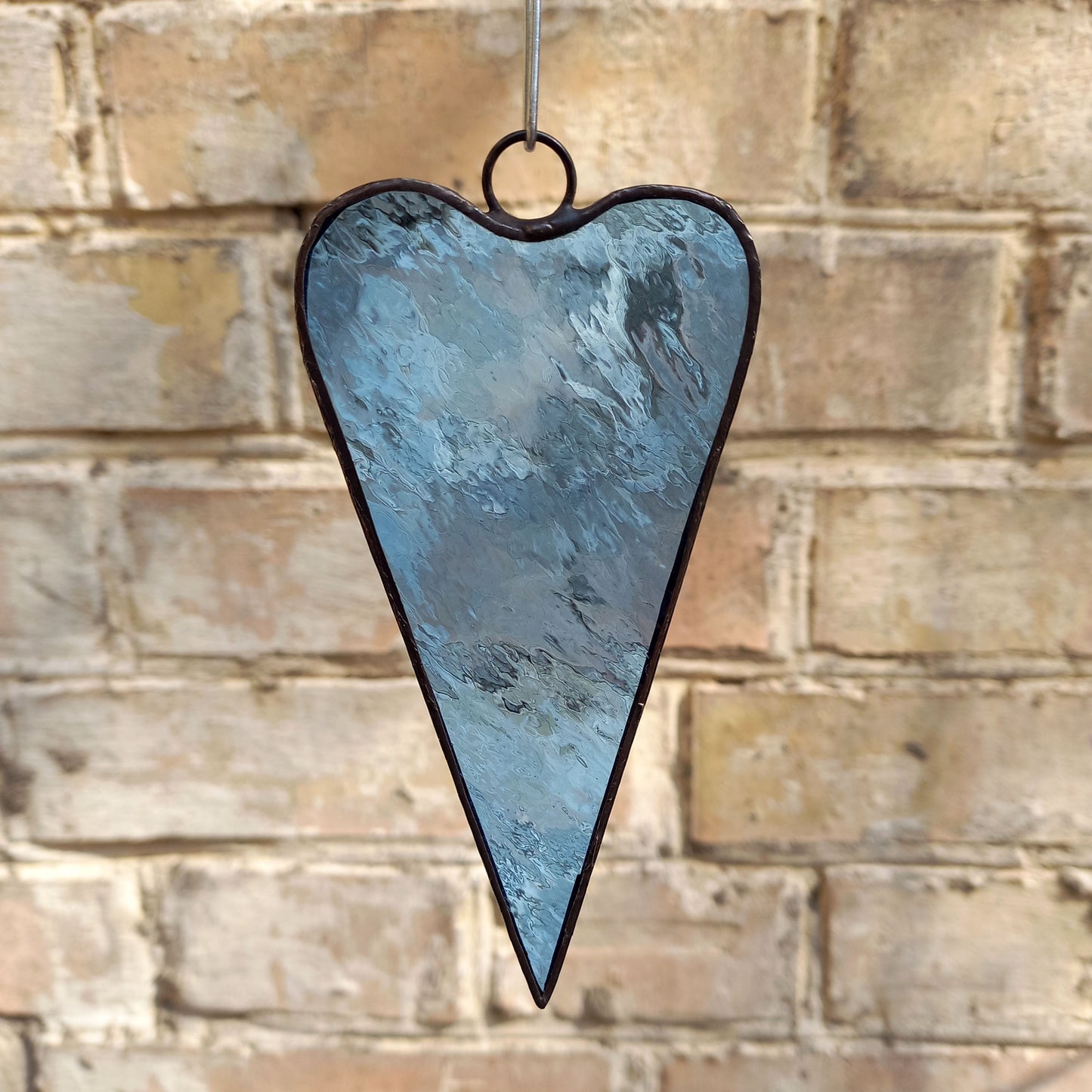 Modern Pale Blue Heart Stained Glass Suncatcher