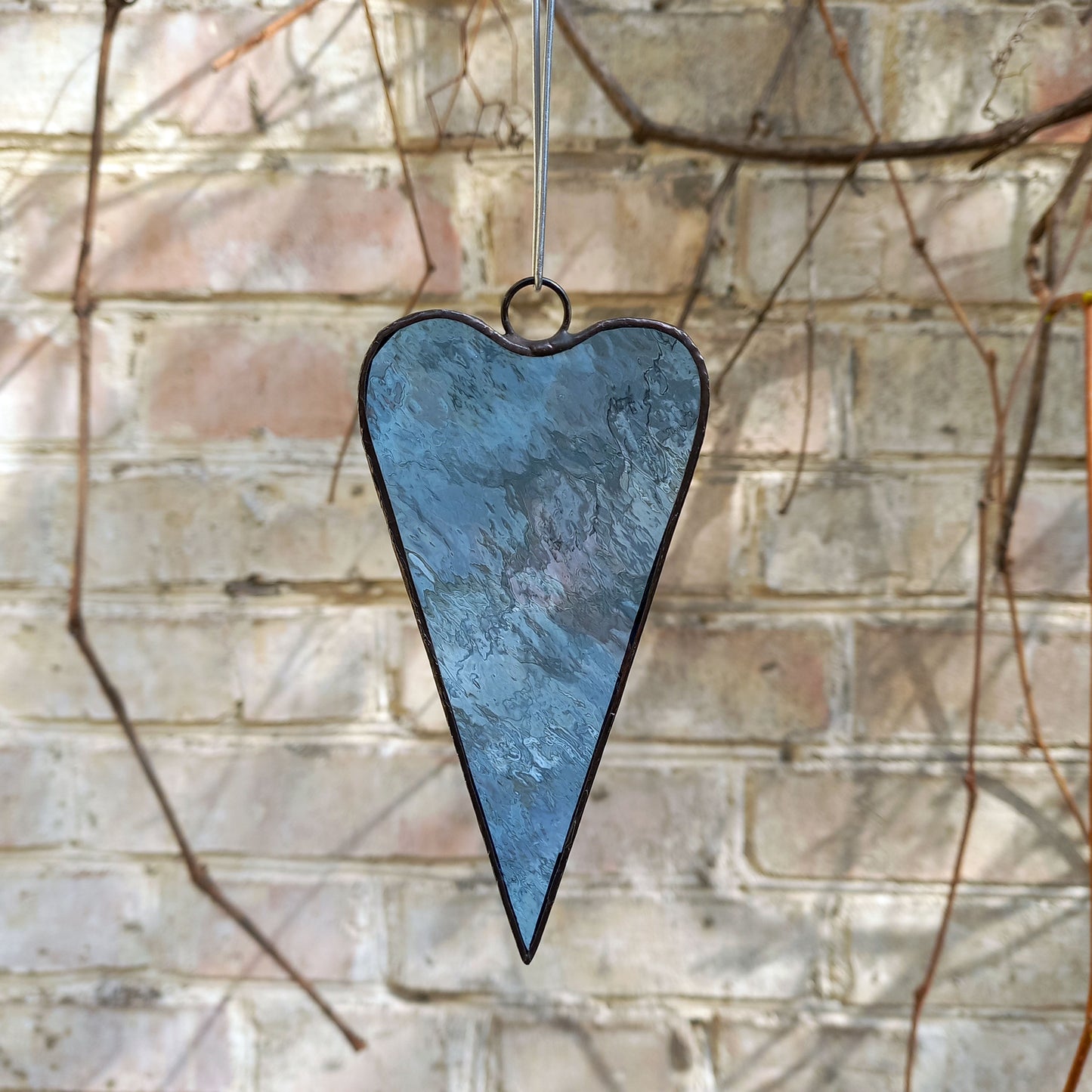 Modern Pale Blue Heart Stained Glass Suncatcher