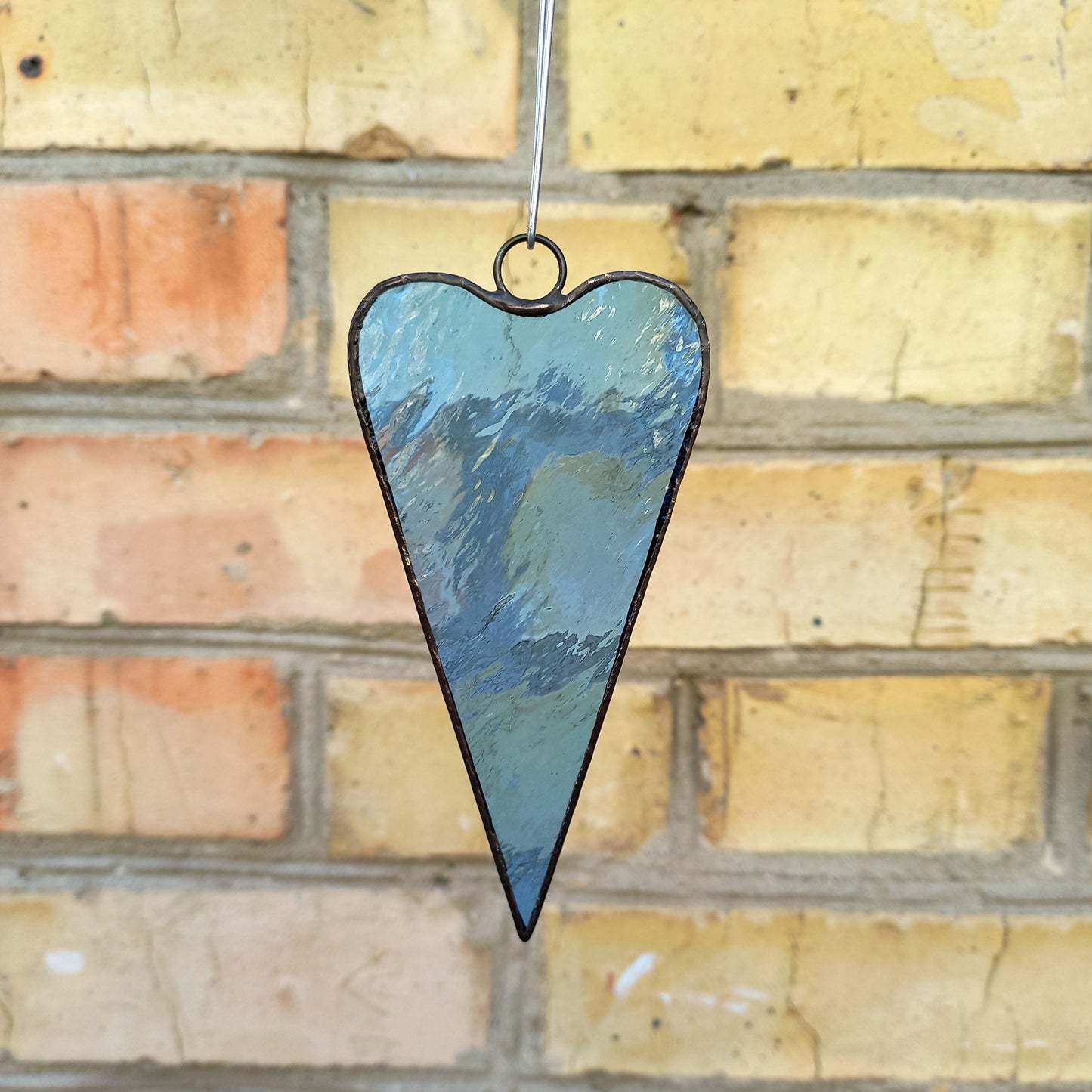 Modern Pale Blue Heart Stained Glass Suncatcher