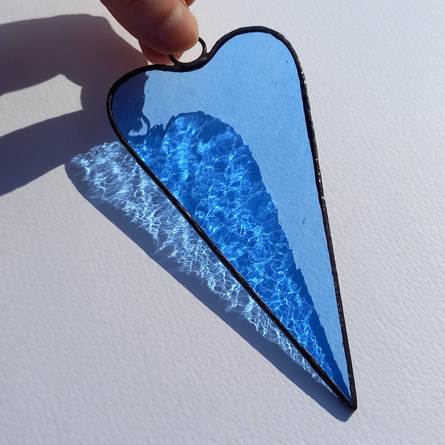 Modern Pale Blue Heart Stained Glass Suncatcher
