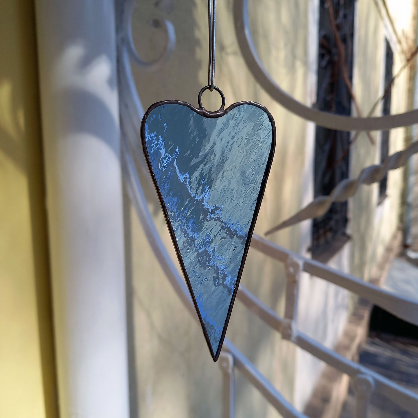 Modern Pale Blue Heart Stained Glass Suncatcher
