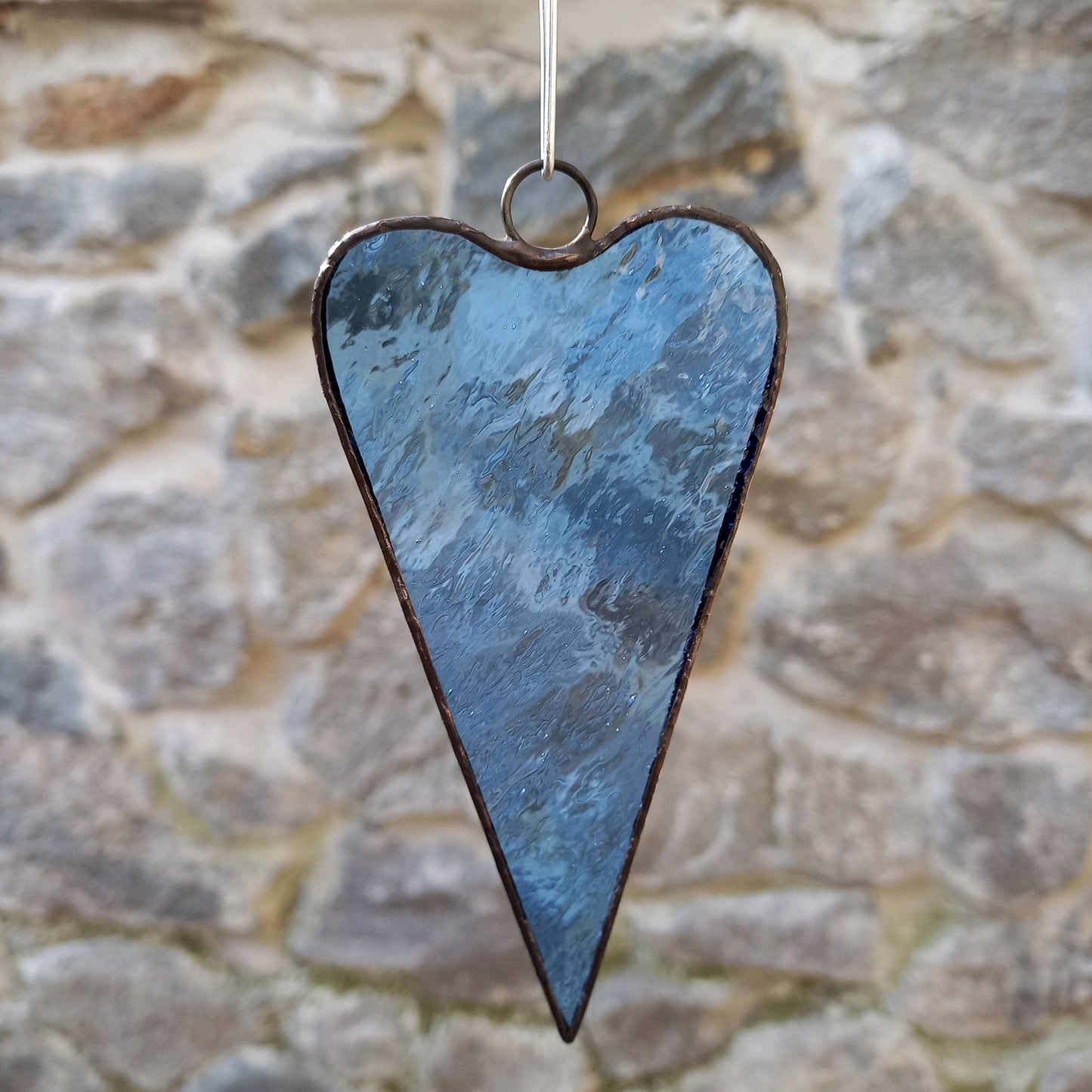 Modern Pale Blue Heart Stained Glass Suncatcher