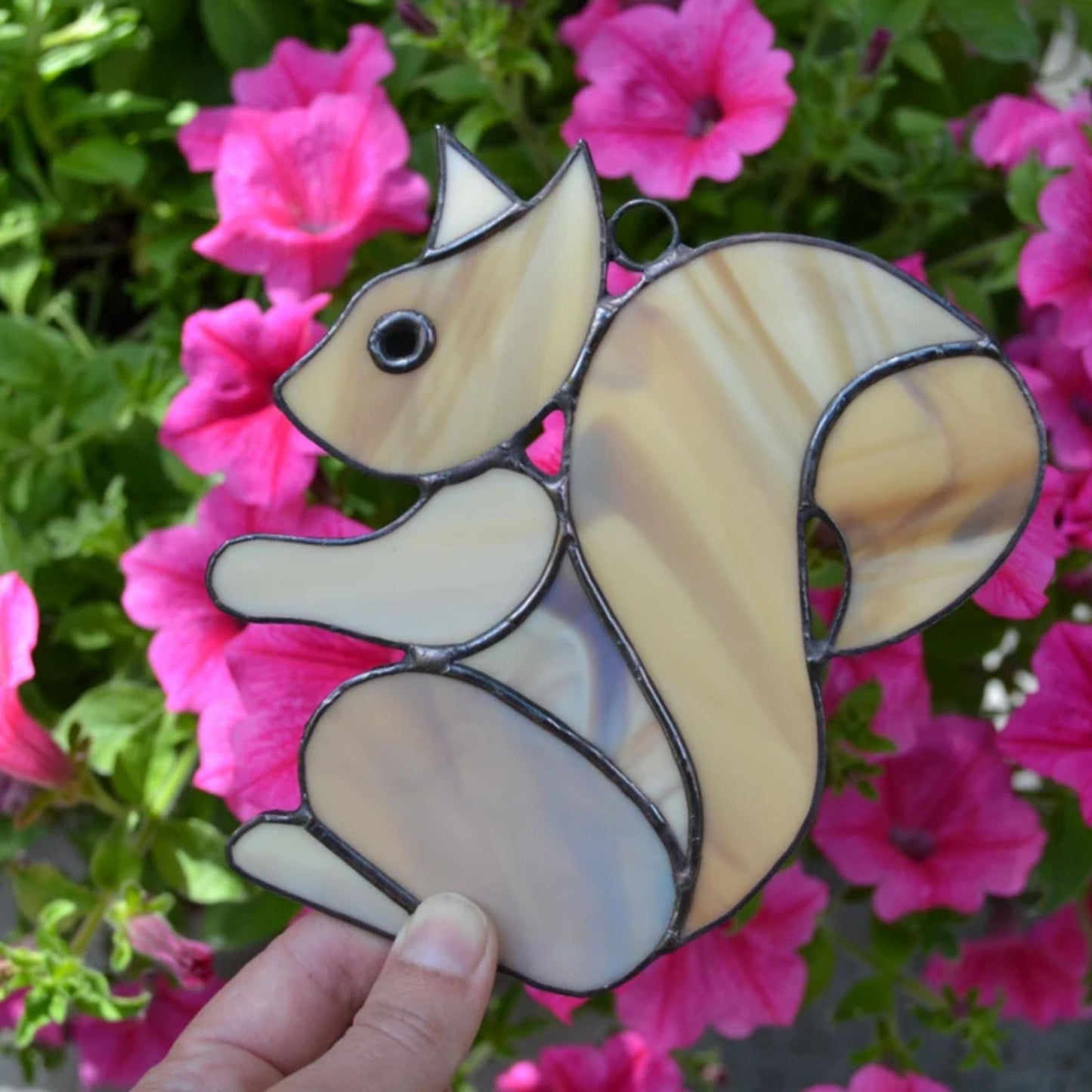 Brown Squirrel Stained Glass Suncatcher