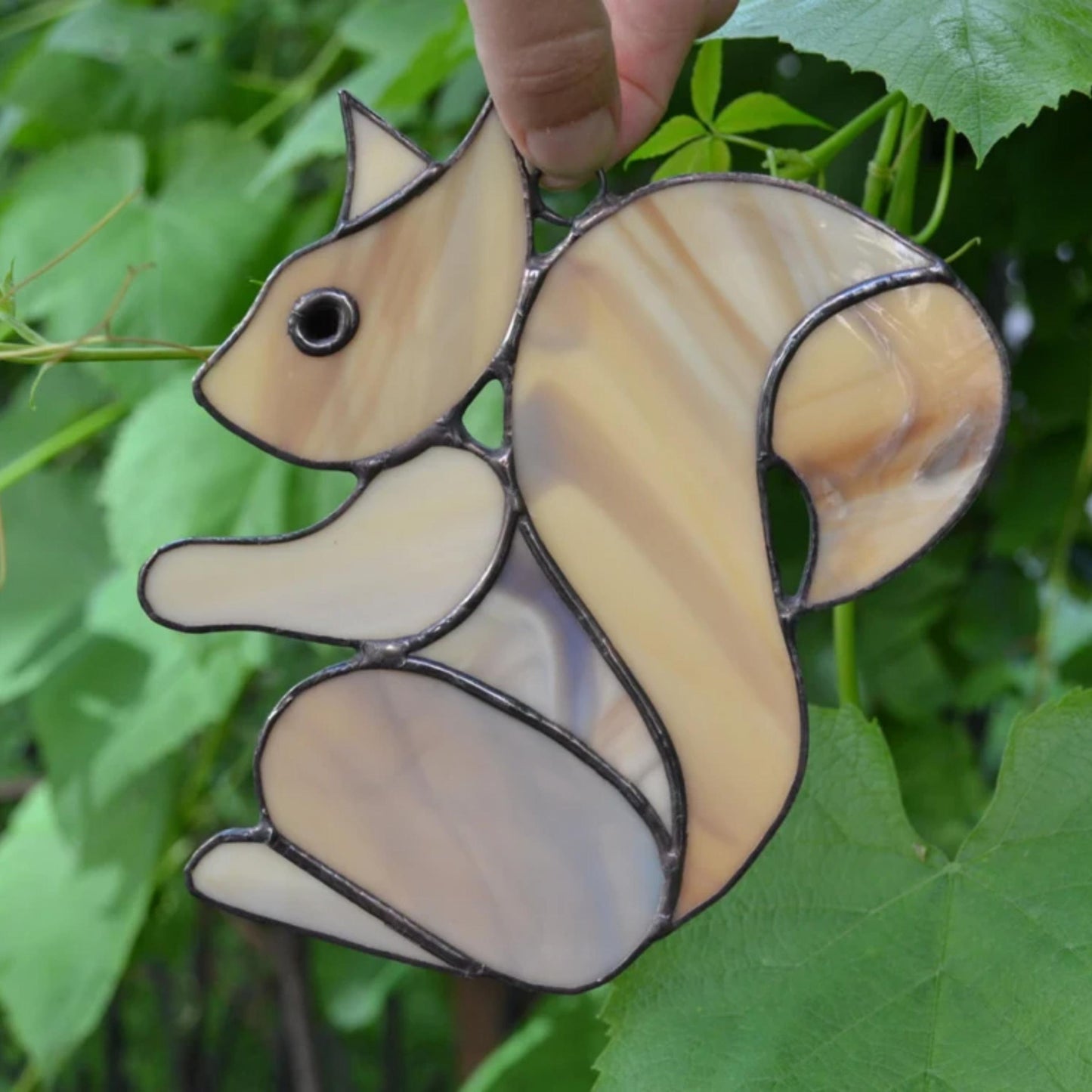 Brown Squirrel Stained Glass Suncatcher