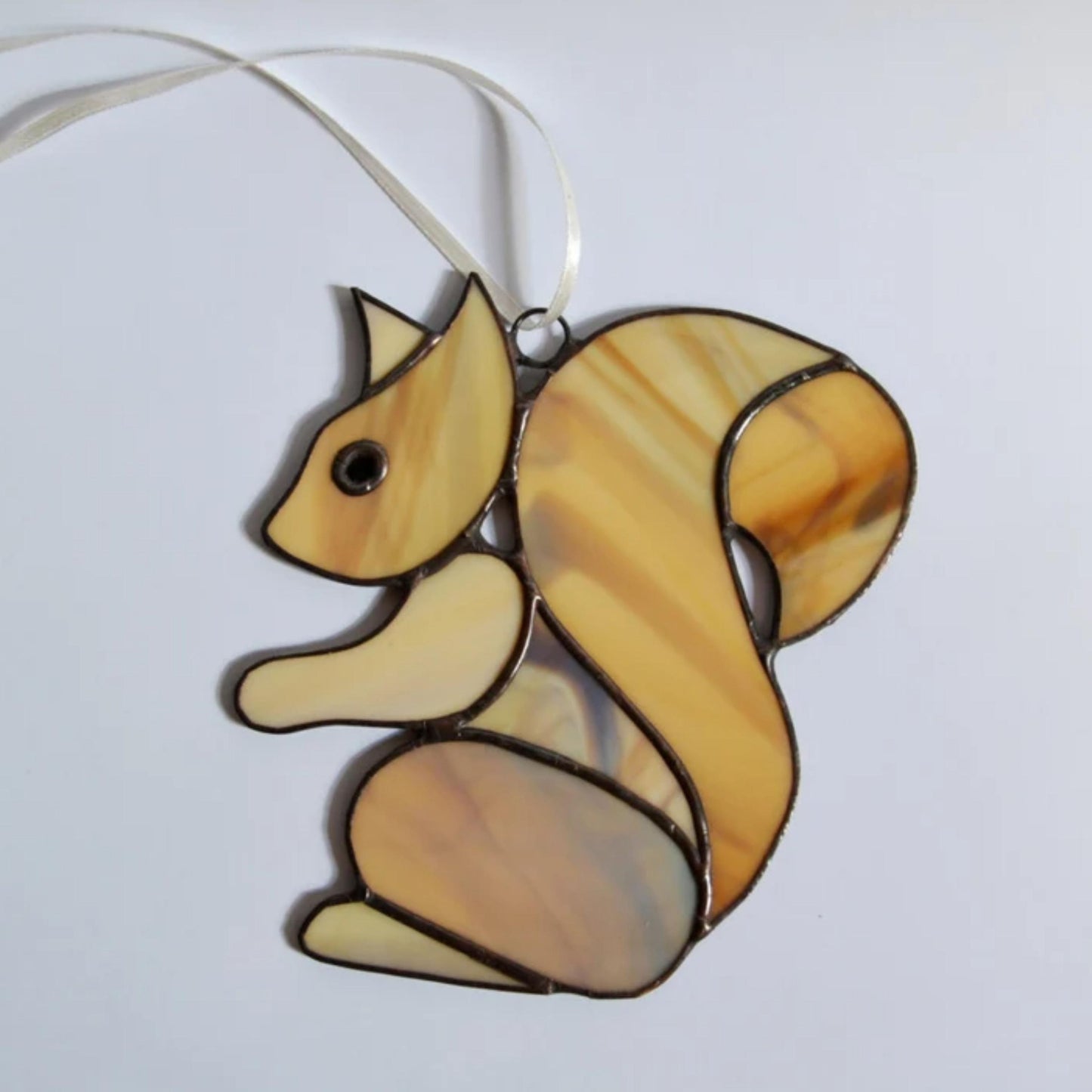 Brown Squirrel Stained Glass Suncatcher