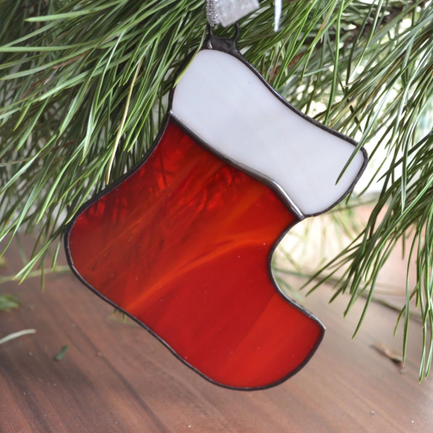 Christmas Stocking Stained Glass Suncatcher