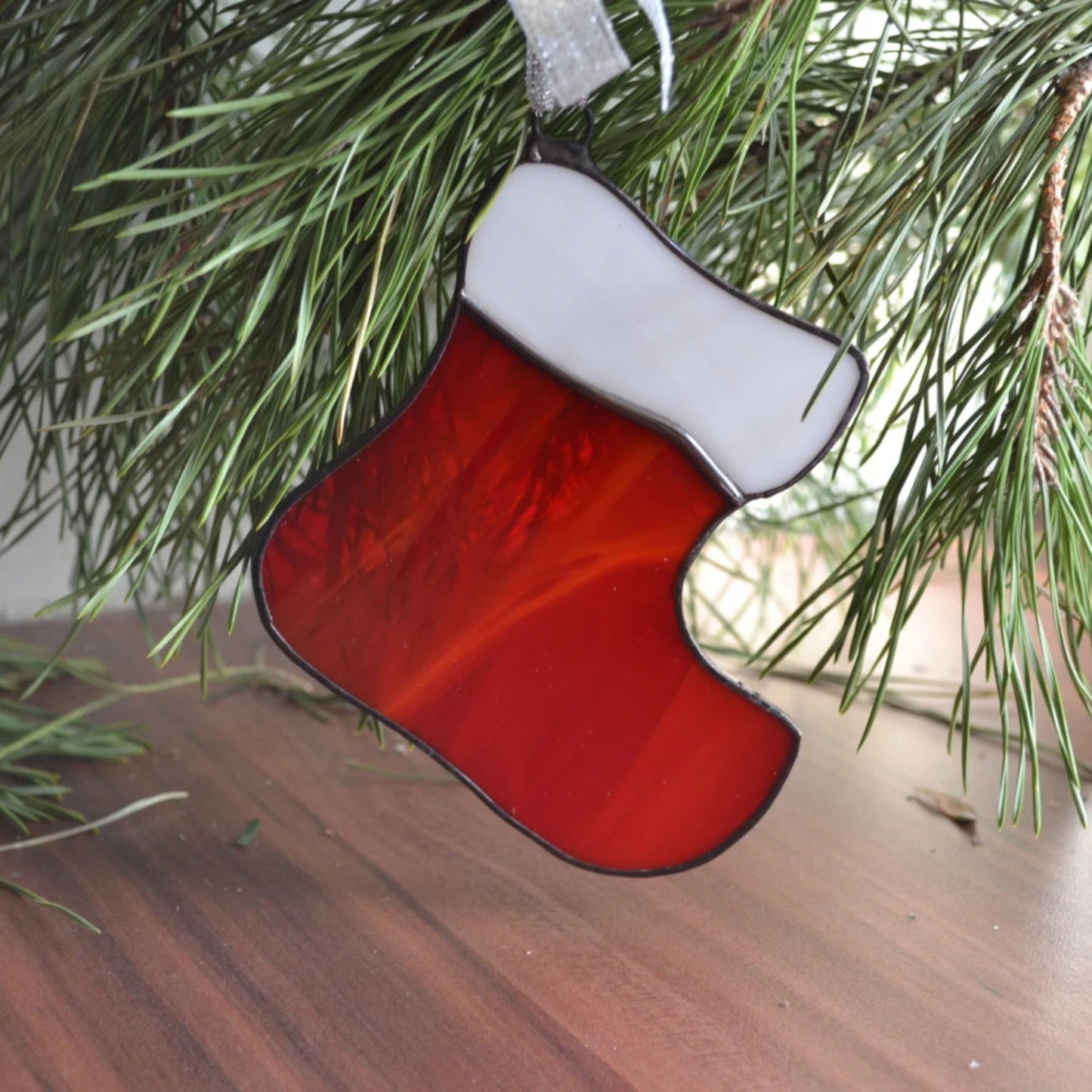 Christmas Stocking Stained Glass Suncatcher