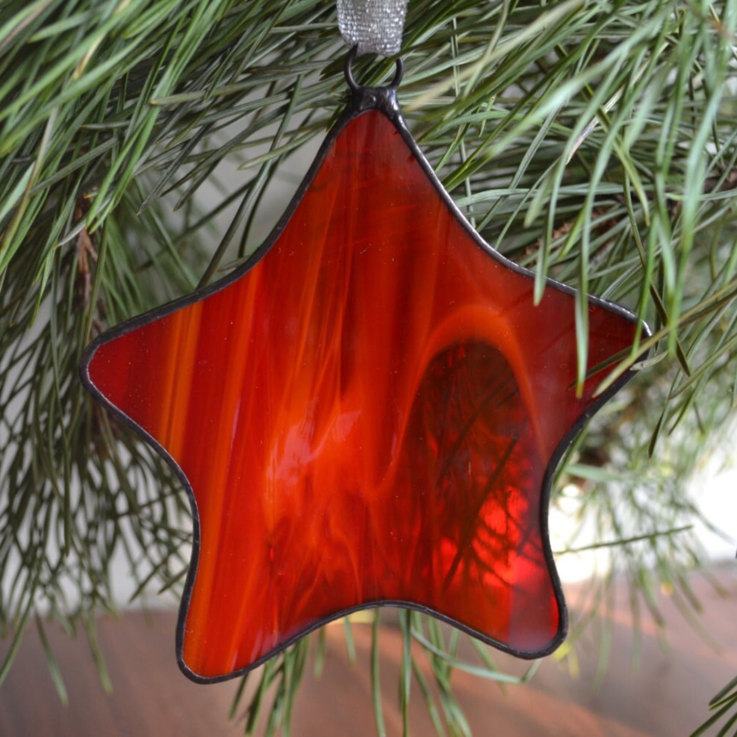 Christmas Red Star Stained Glass Suncatcher