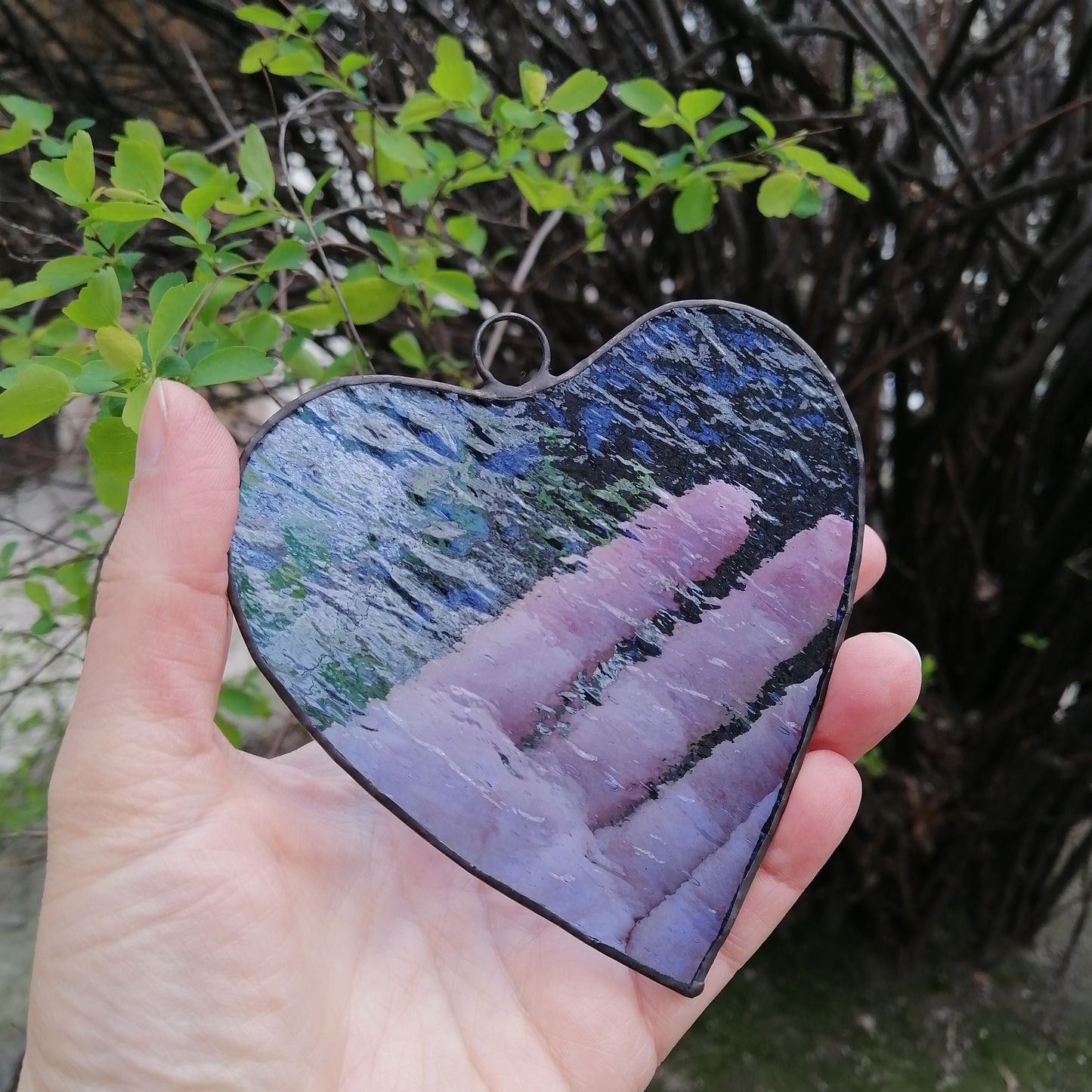 Classic Pale Blue Heart Stained Glass Suncatcher