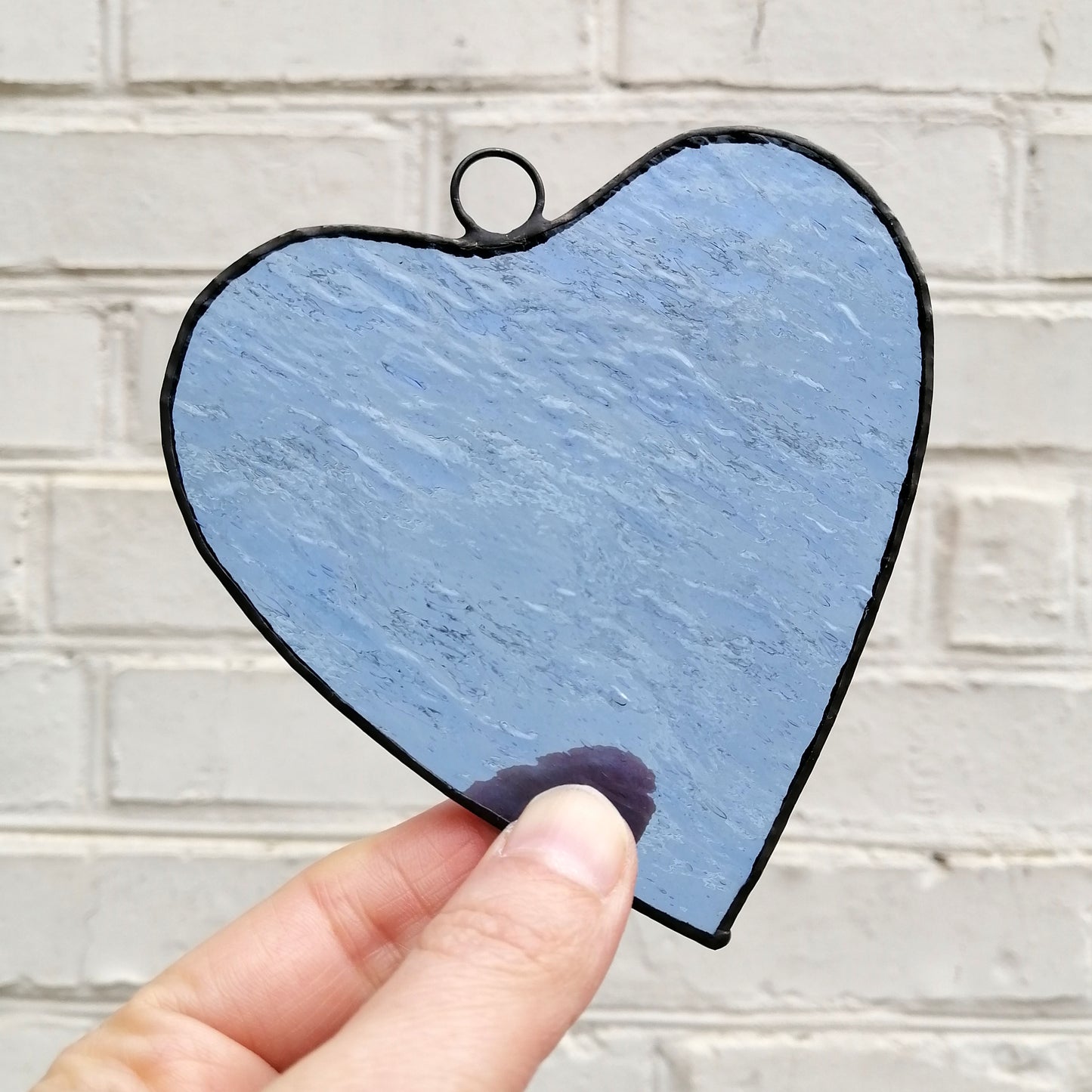 Classic Pale Blue Heart Stained Glass Suncatcher