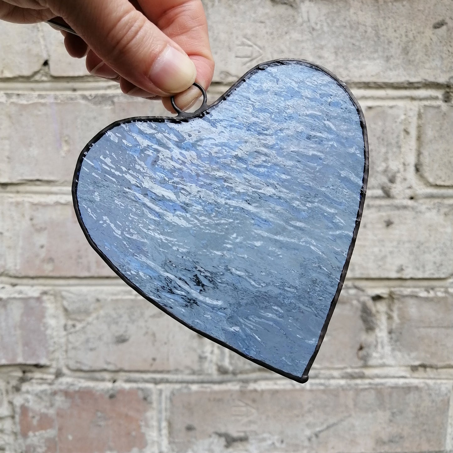 Classic Pale Blue Heart Stained Glass Suncatcher