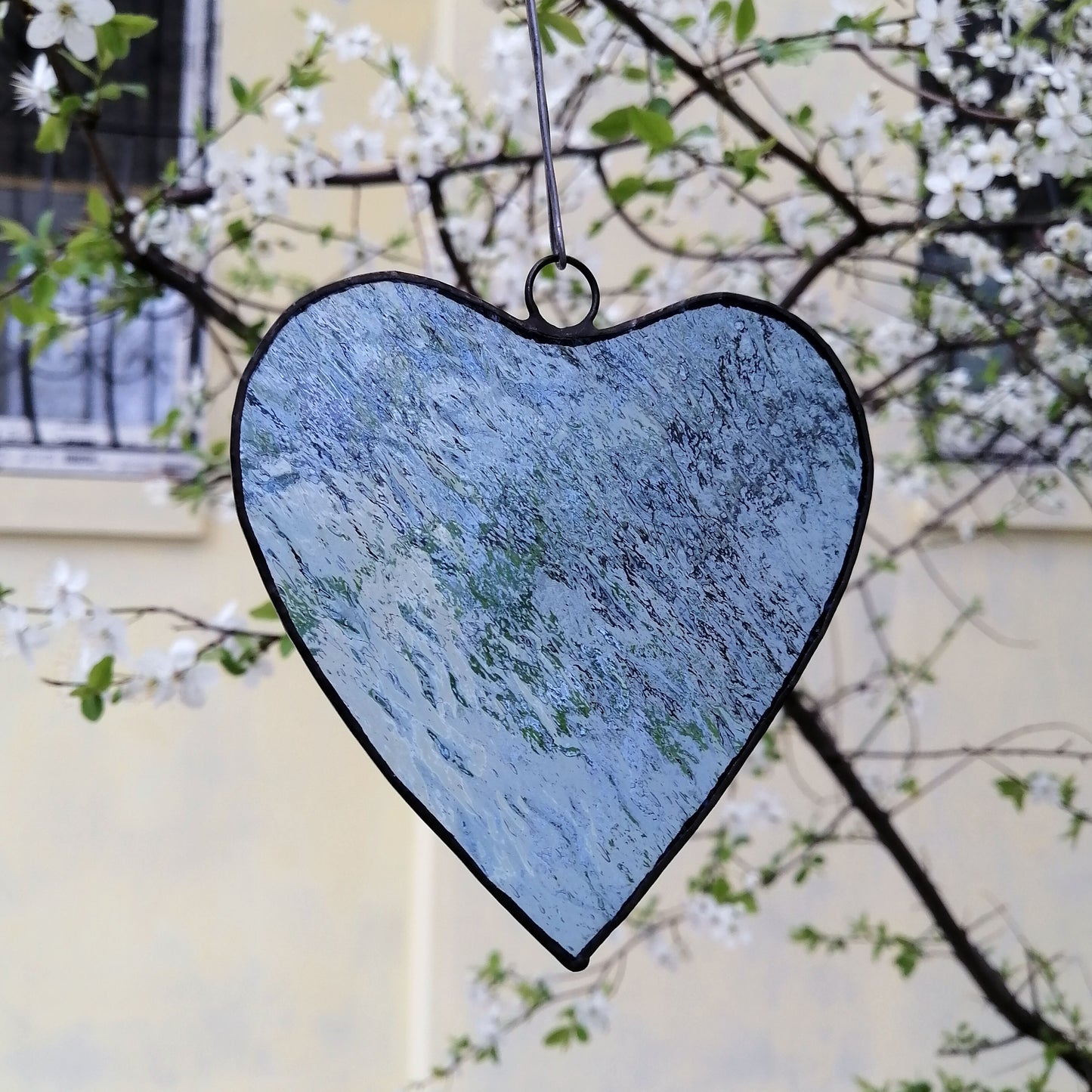 Classic Pale Blue Heart Stained Glass Suncatcher