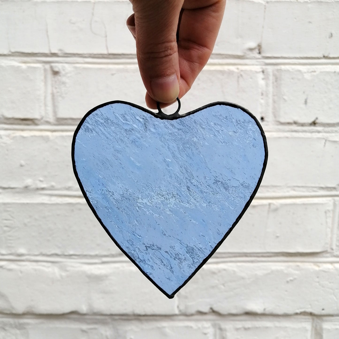 Classic Pale Blue Heart Stained Glass Suncatcher