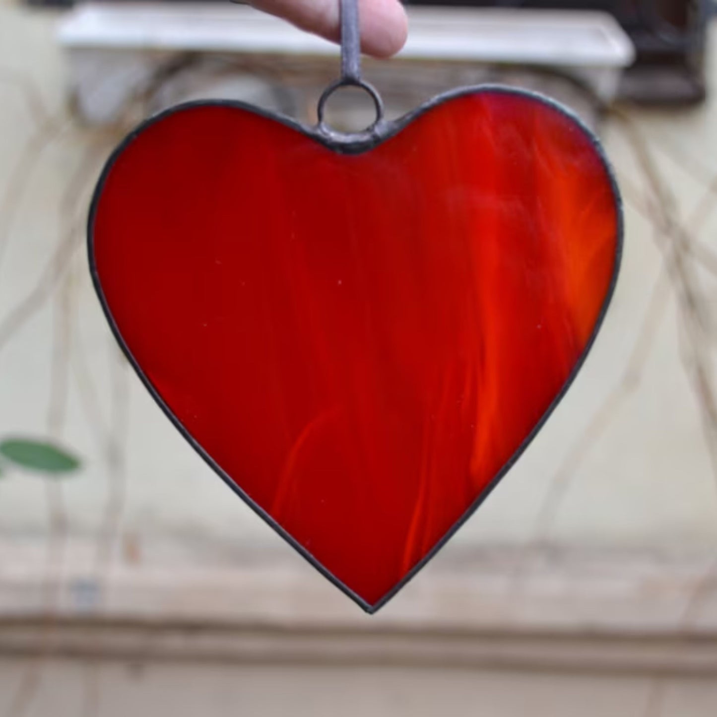 Classic Red Heart Stained Glass Suncatcher