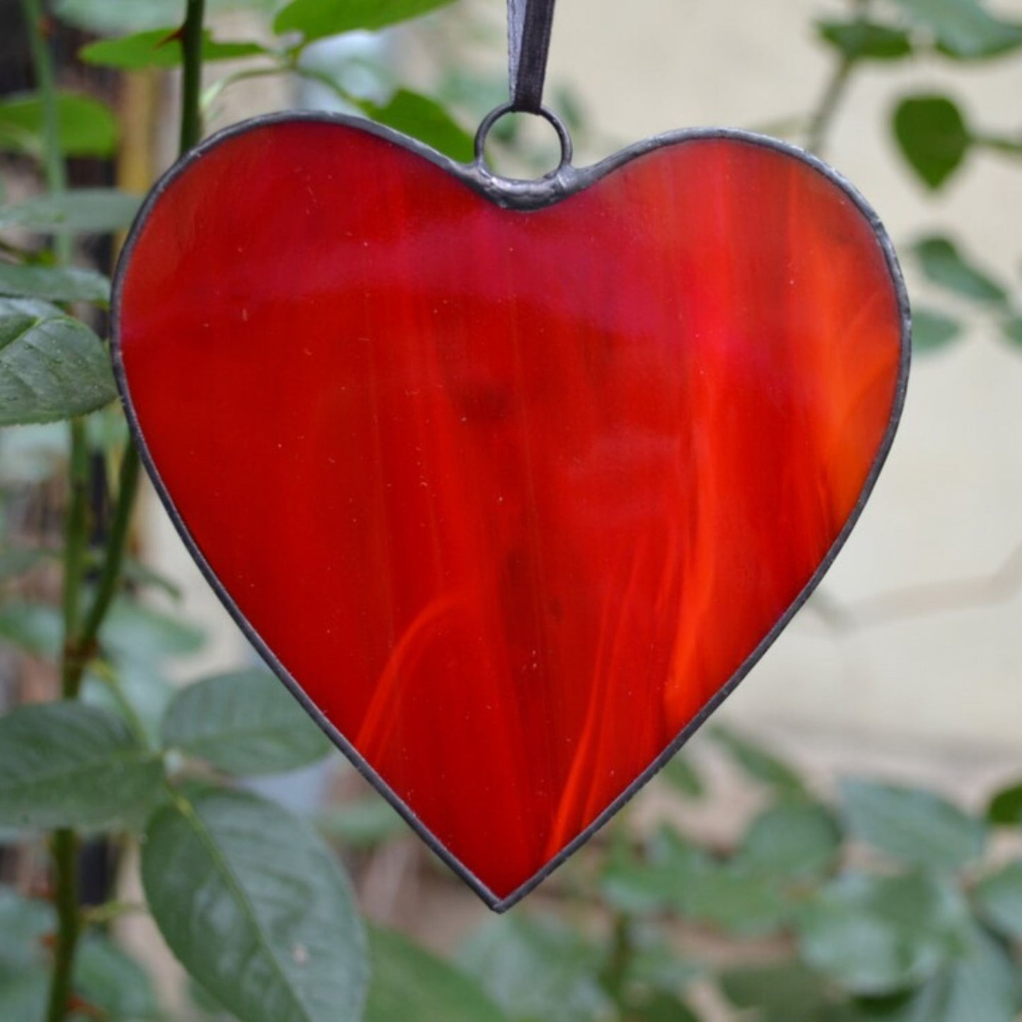 Classic Red Heart Stained Glass Suncatcher