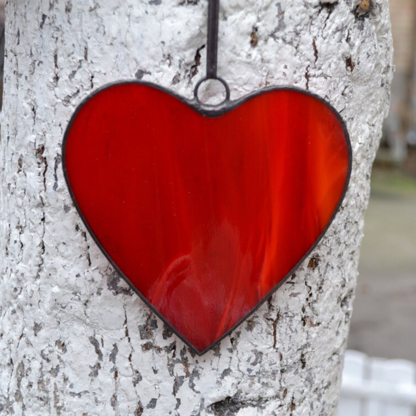 Classic Red Heart Stained Glass Suncatcher