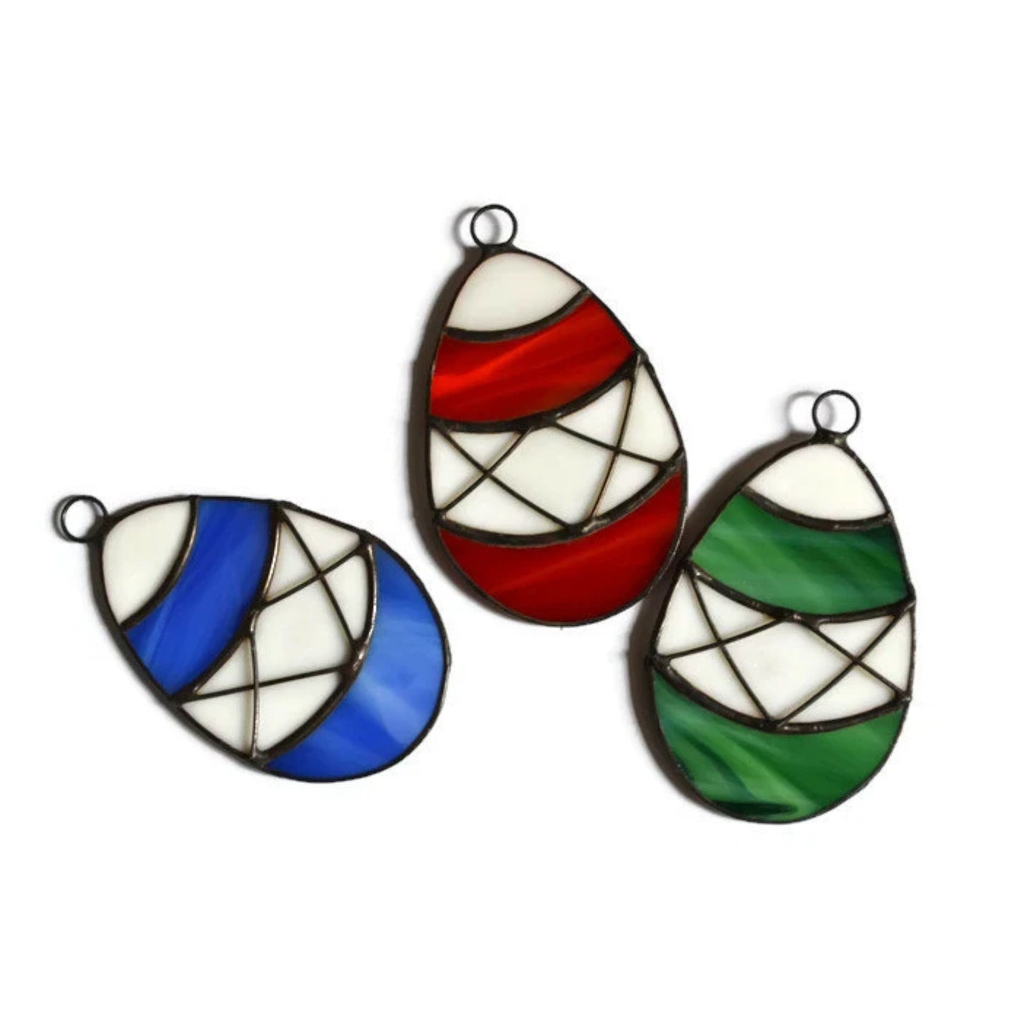 Colorful Easter Eggs Stained Glass Suncatchers Set of 3