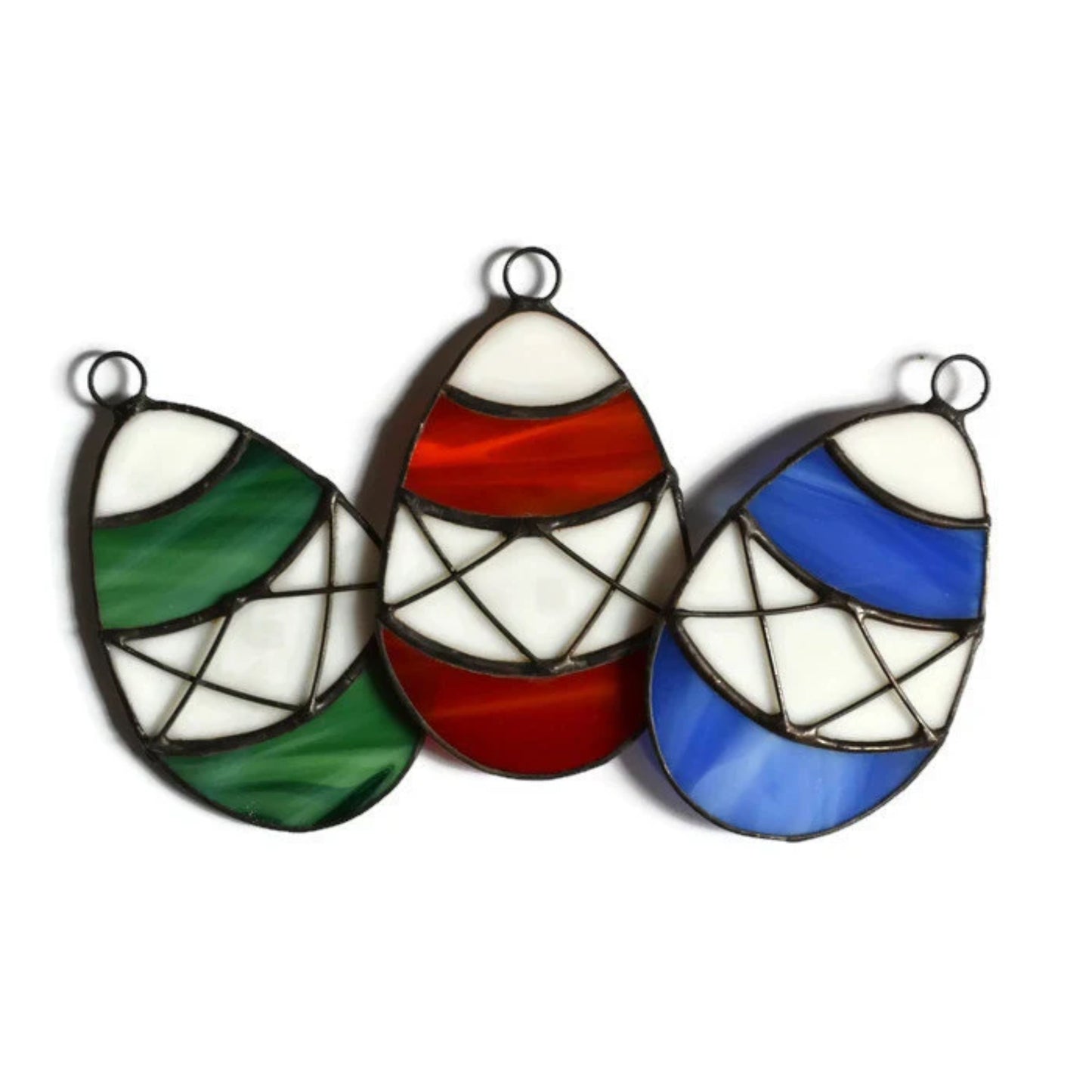 Colorful Easter Eggs Stained Glass Suncatchers Set of 3