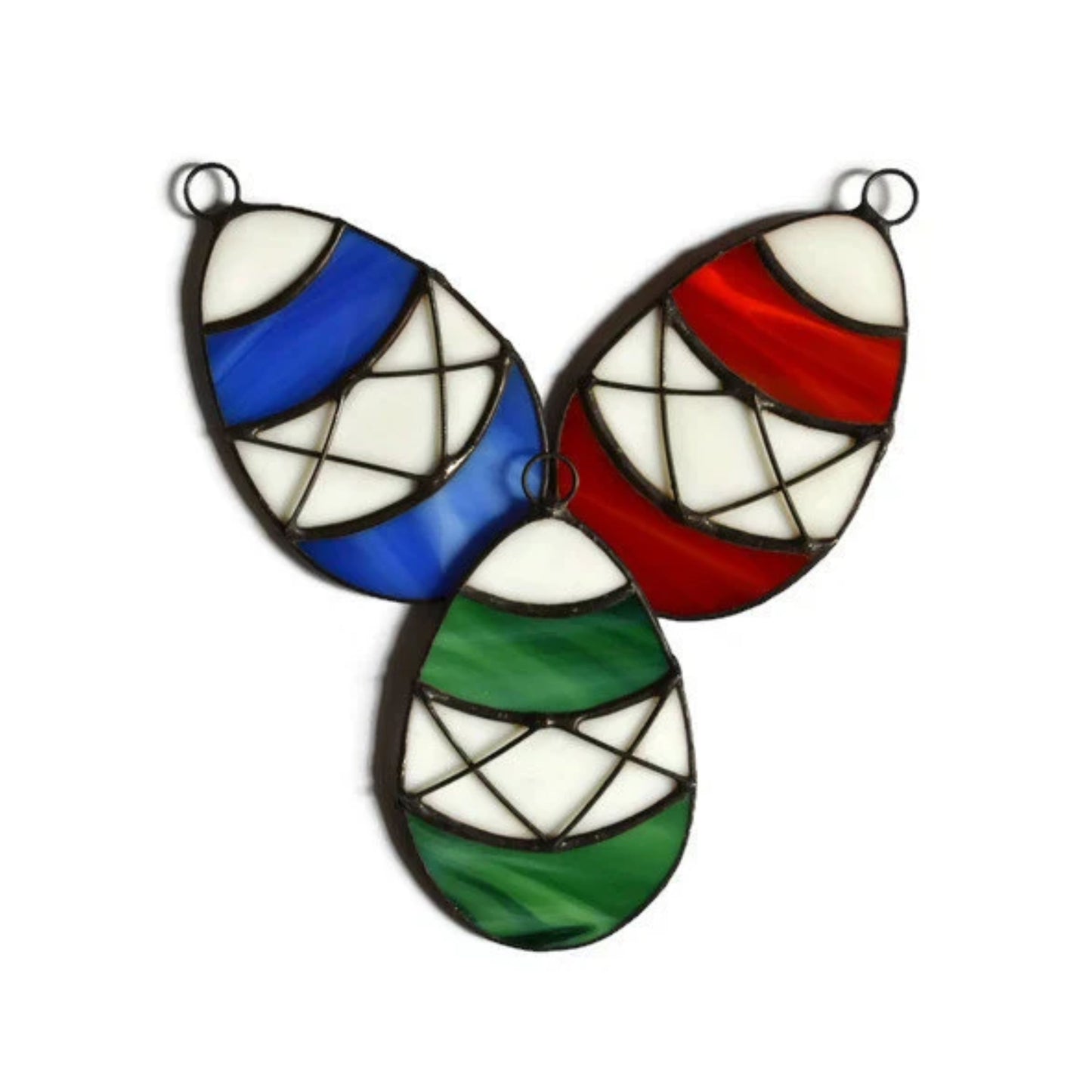 Colorful Easter Eggs Stained Glass Suncatchers Set of 3