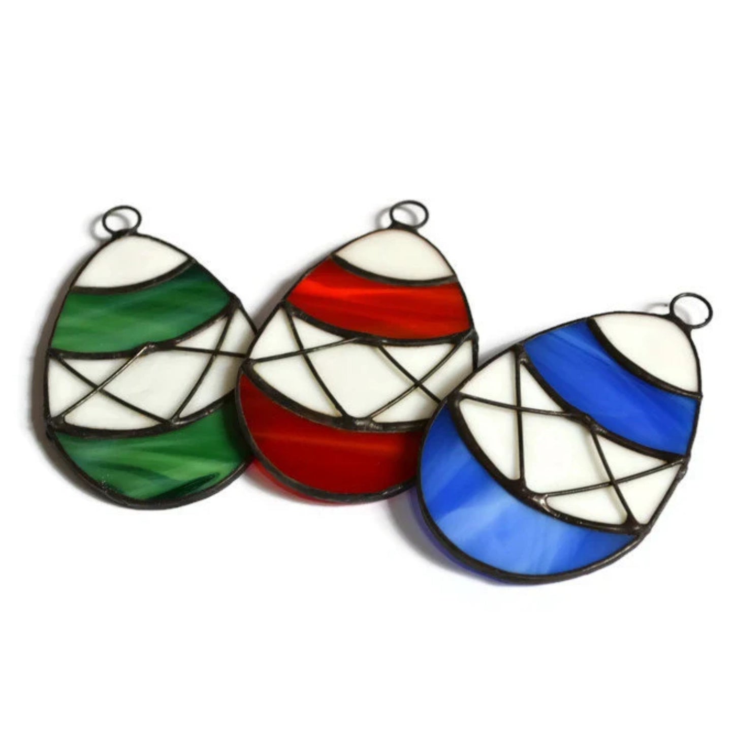 Colorful Easter Eggs Stained Glass Suncatchers Set of 3