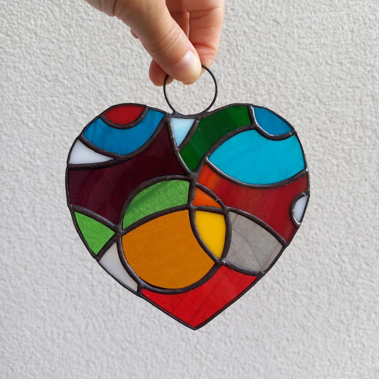 Colorful Cosmic Heart Stained Glass Suncatcher
