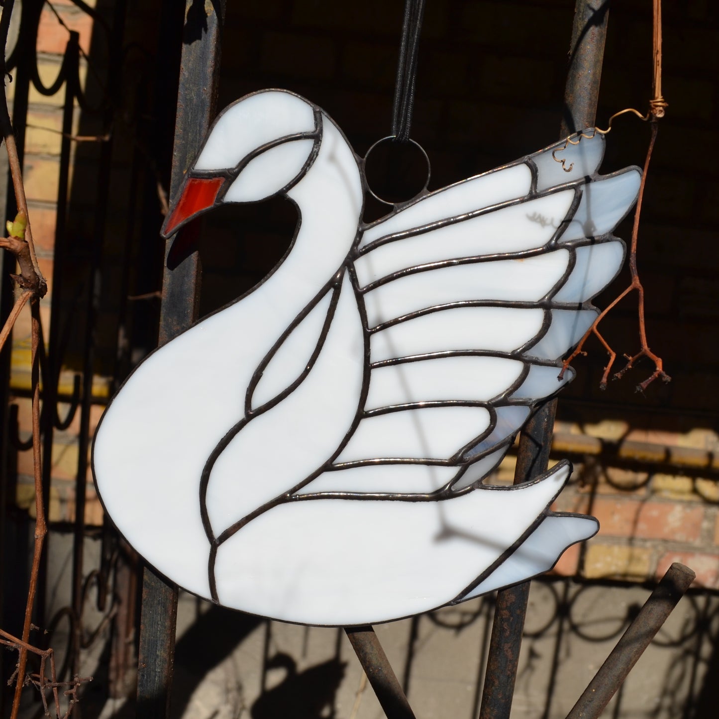 Stained Glass Swan Suncatcher