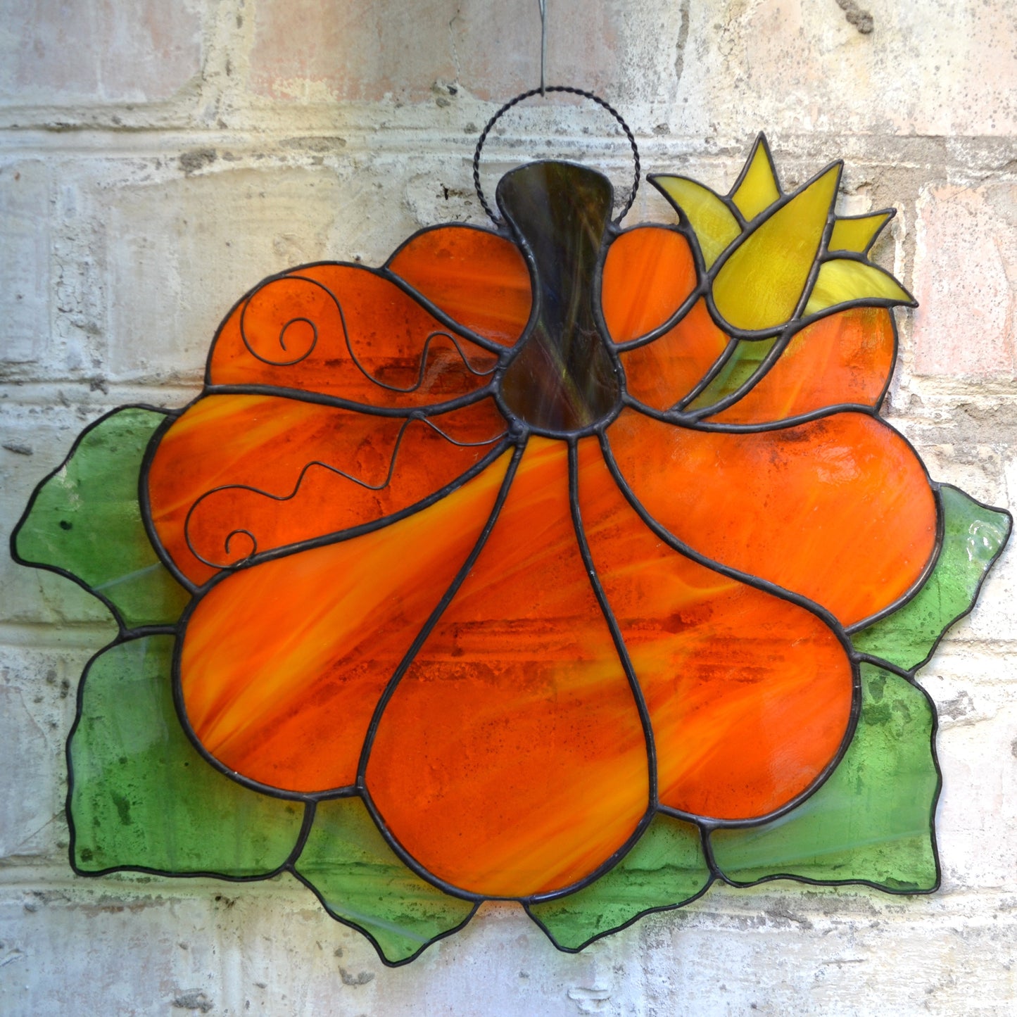 Large Stained Glass Pumpkin Suncatcher