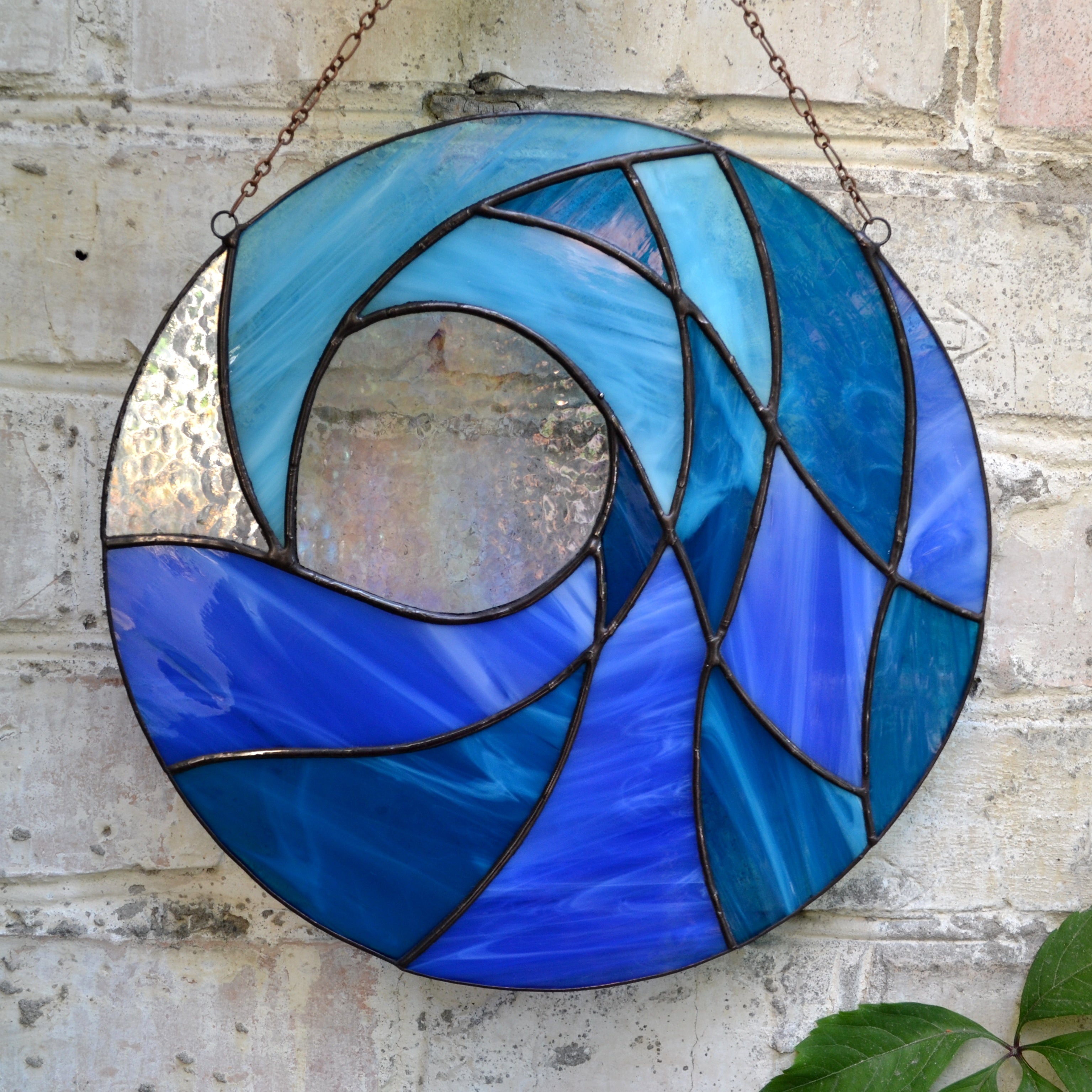 Stained Glass newest Tidal Wave Nautical Water Sun Catcher Window Panel Glass Art