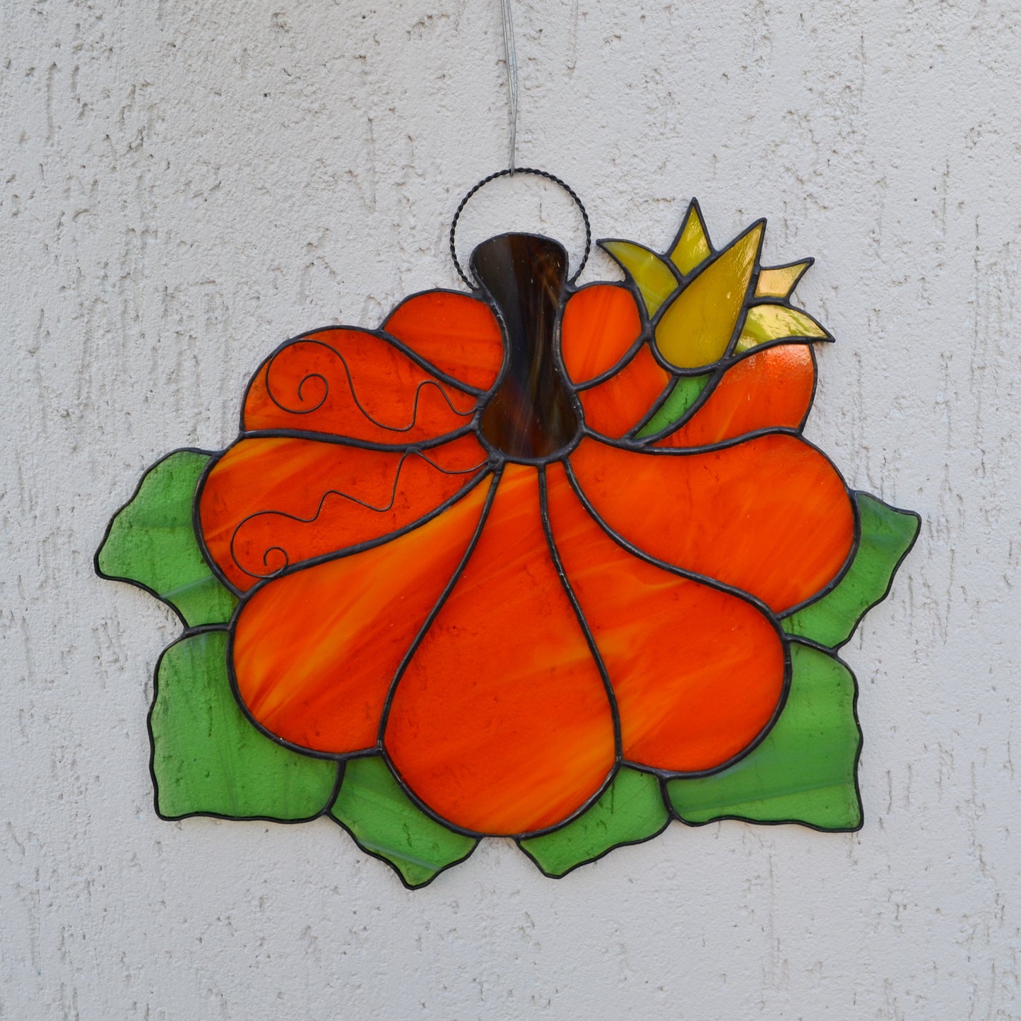 Large Stained Glass Pumpkin Suncatcher