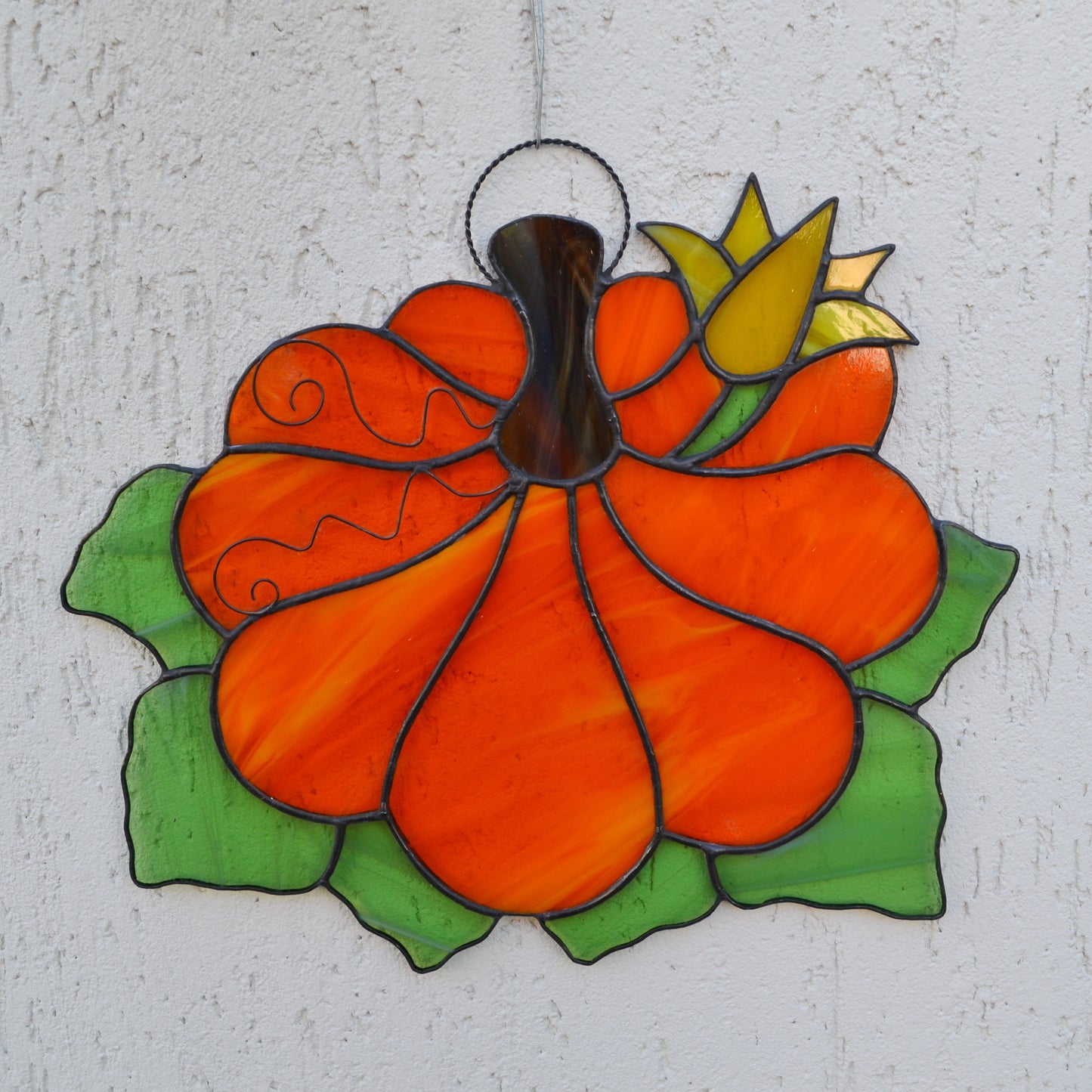 Large Stained Glass Pumpkin Suncatcher